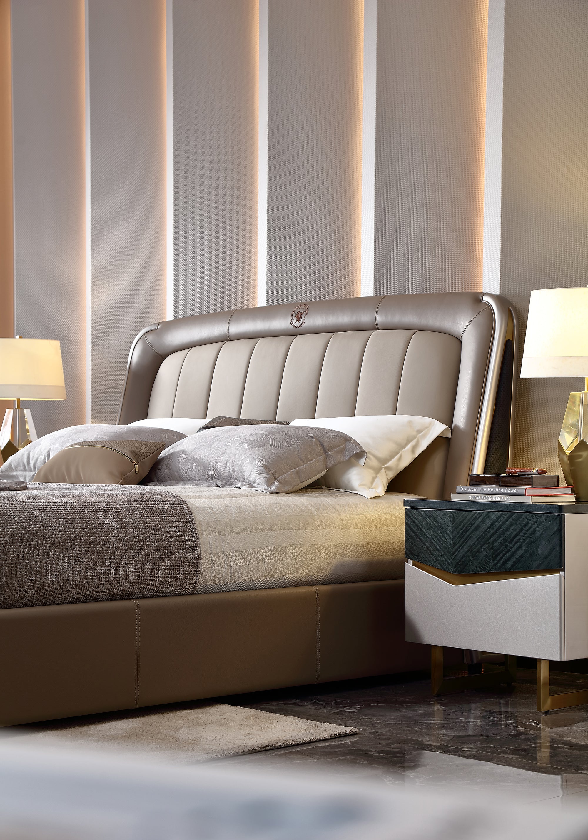 ADILIVE Leather Upholstered Bed