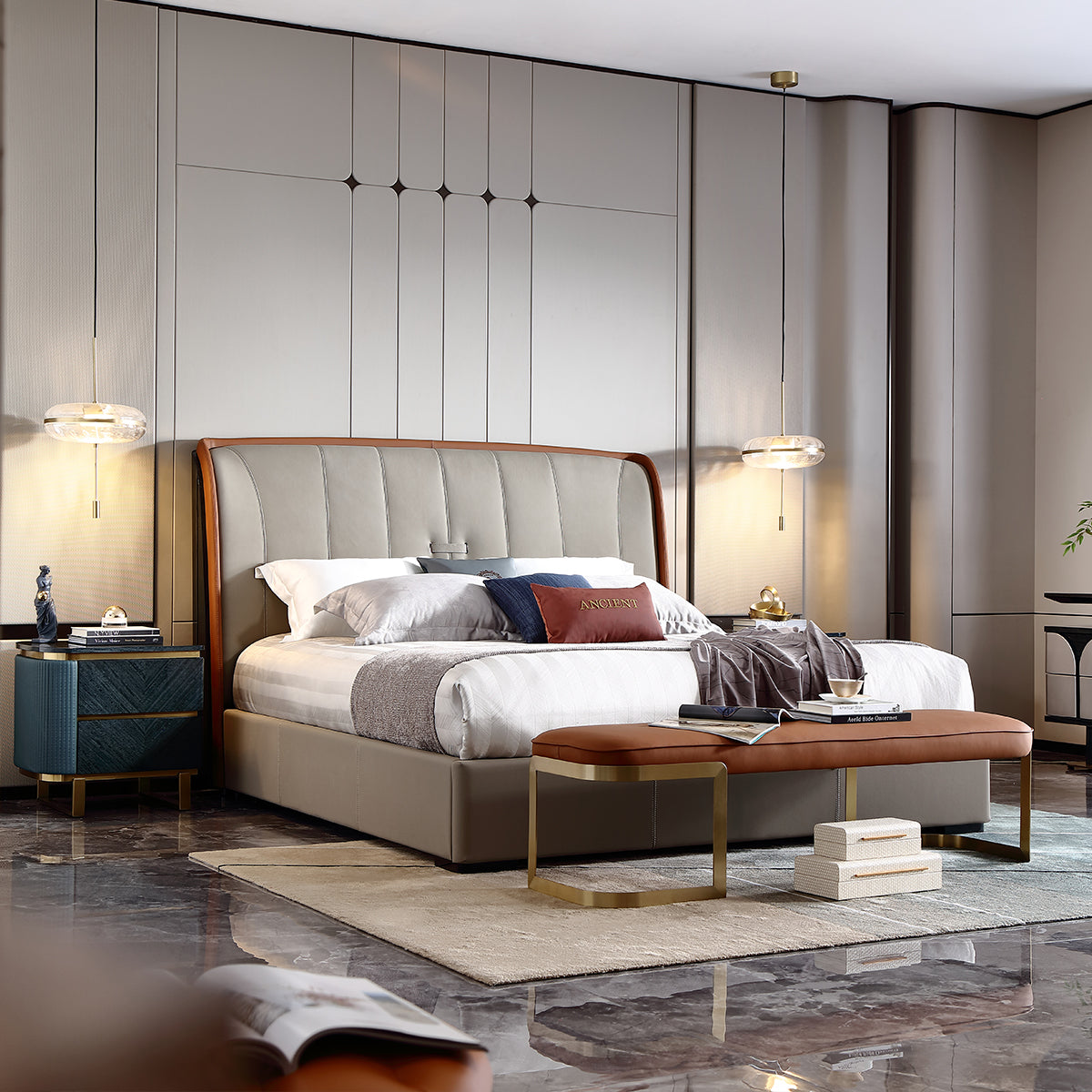 ADILIVE Leather Upholstered Bed