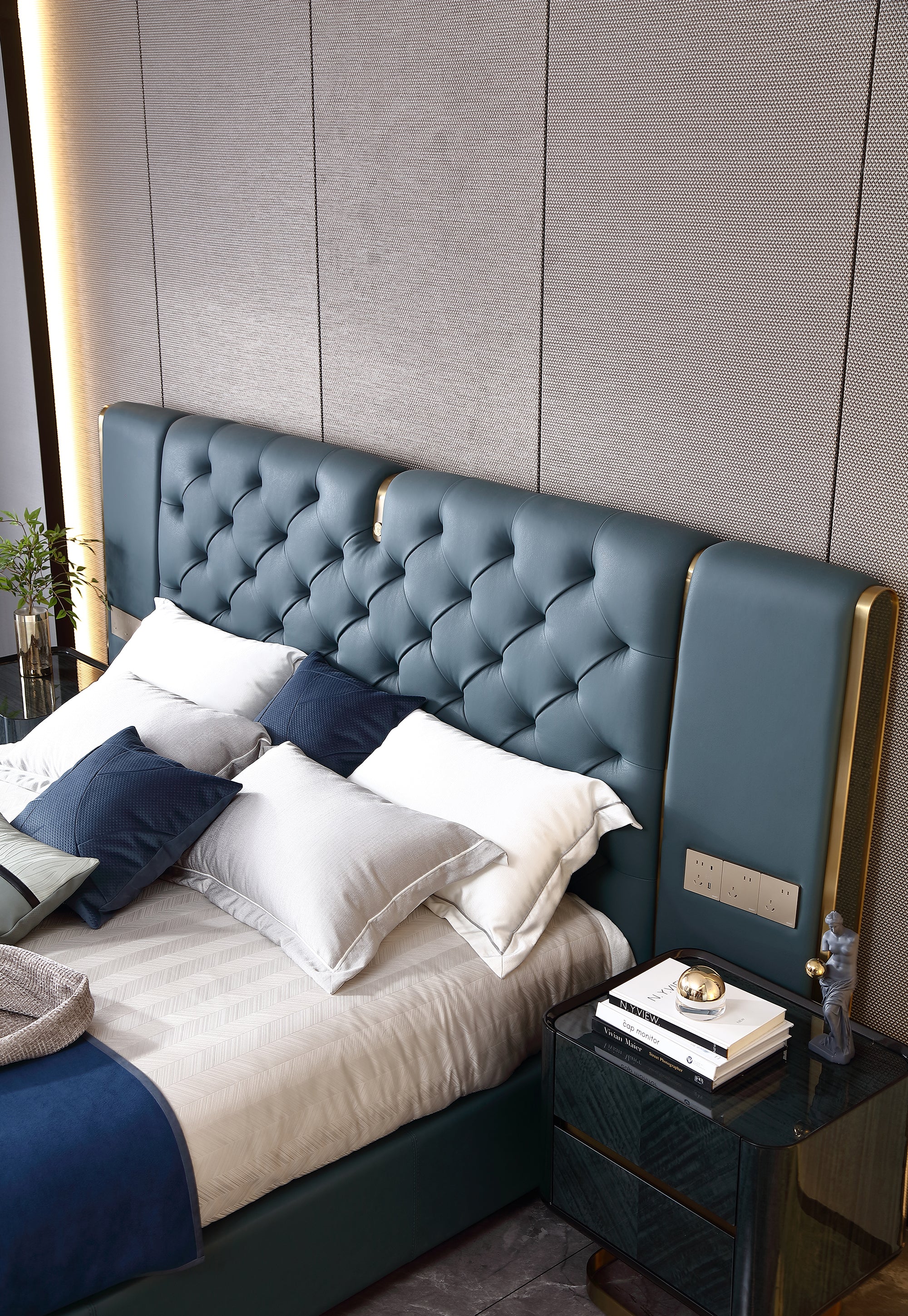 ADILIVE Integrated-Power Extended Headboard Bed