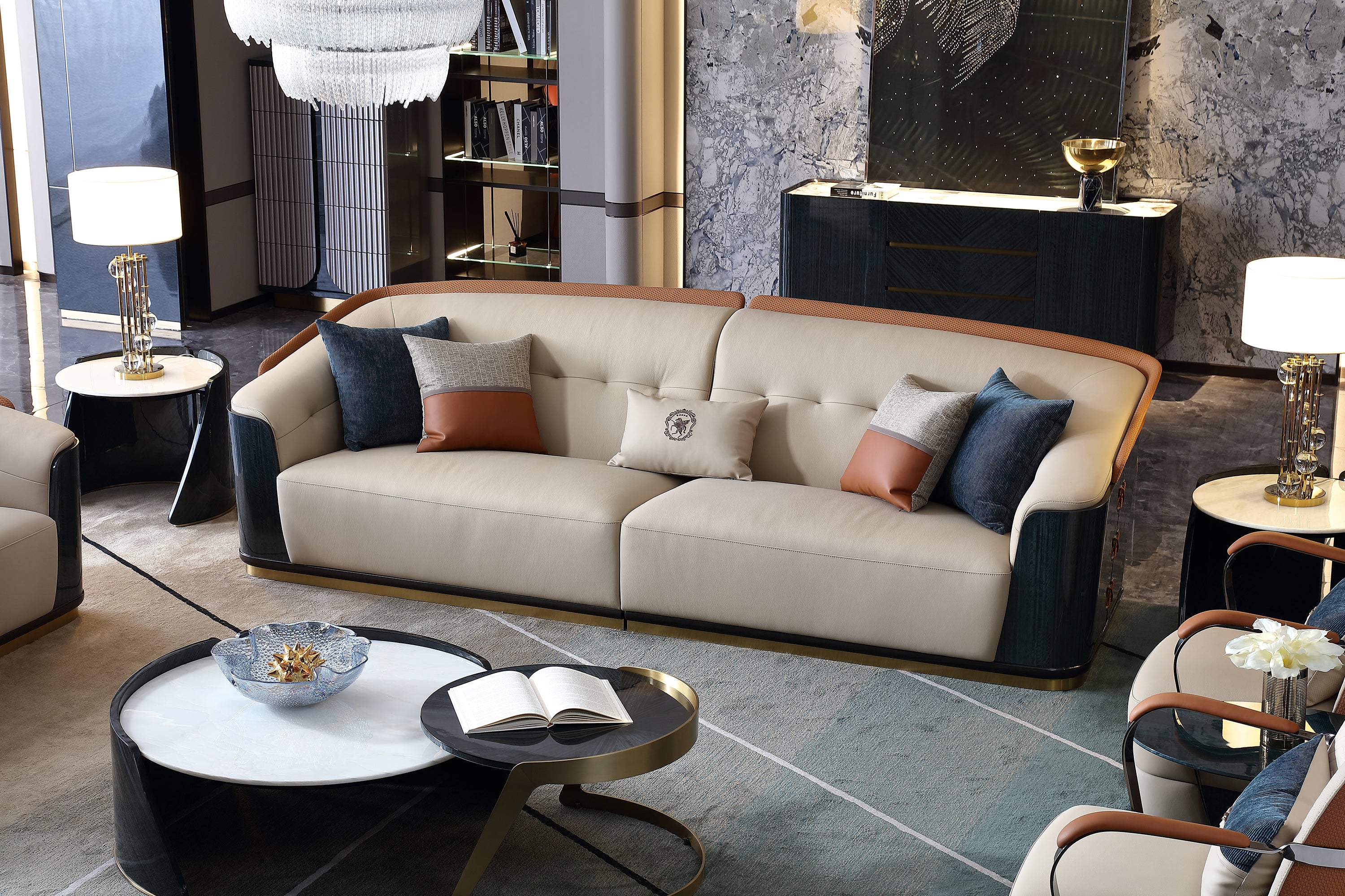 ADILIVE Subtle-Tufted Straight Sofa
