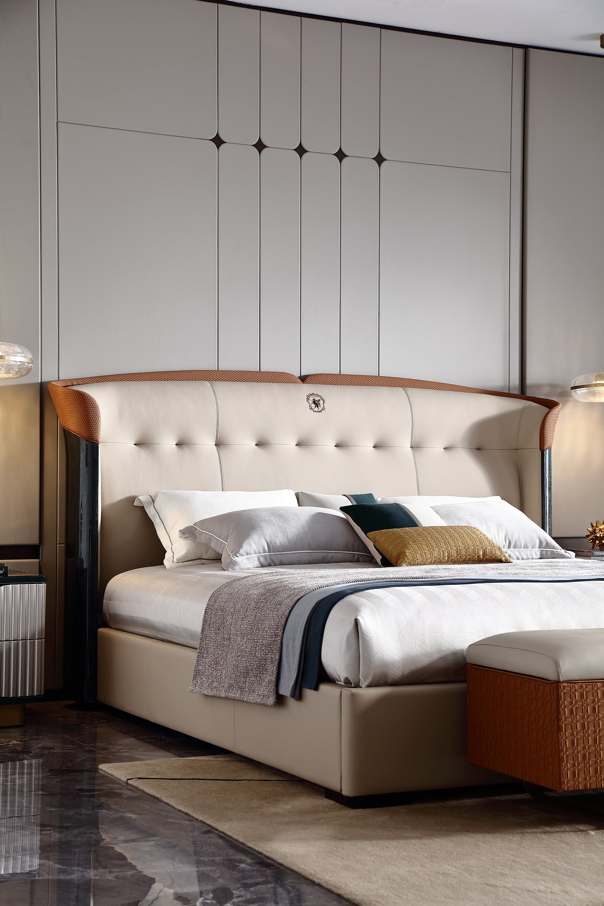 ADILIVE Leather Upholstered Bed
