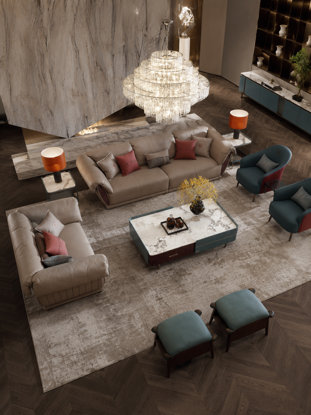 FFONCHI Marble Top Coffee Table