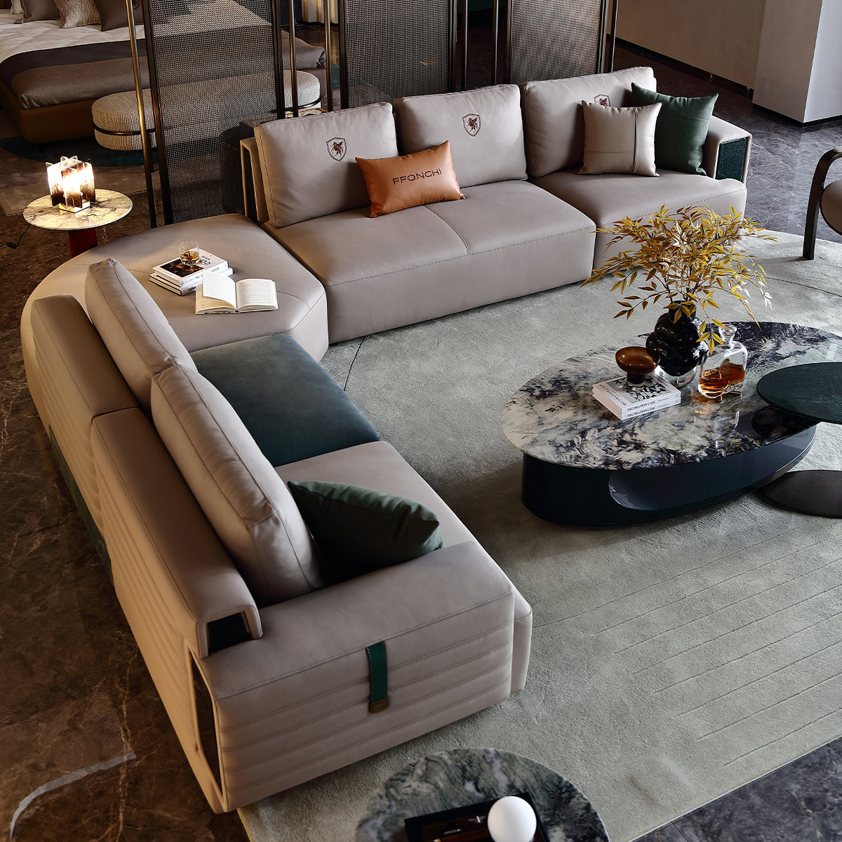 FFONCHI L-Shaped Curved Corner Modular Sofa