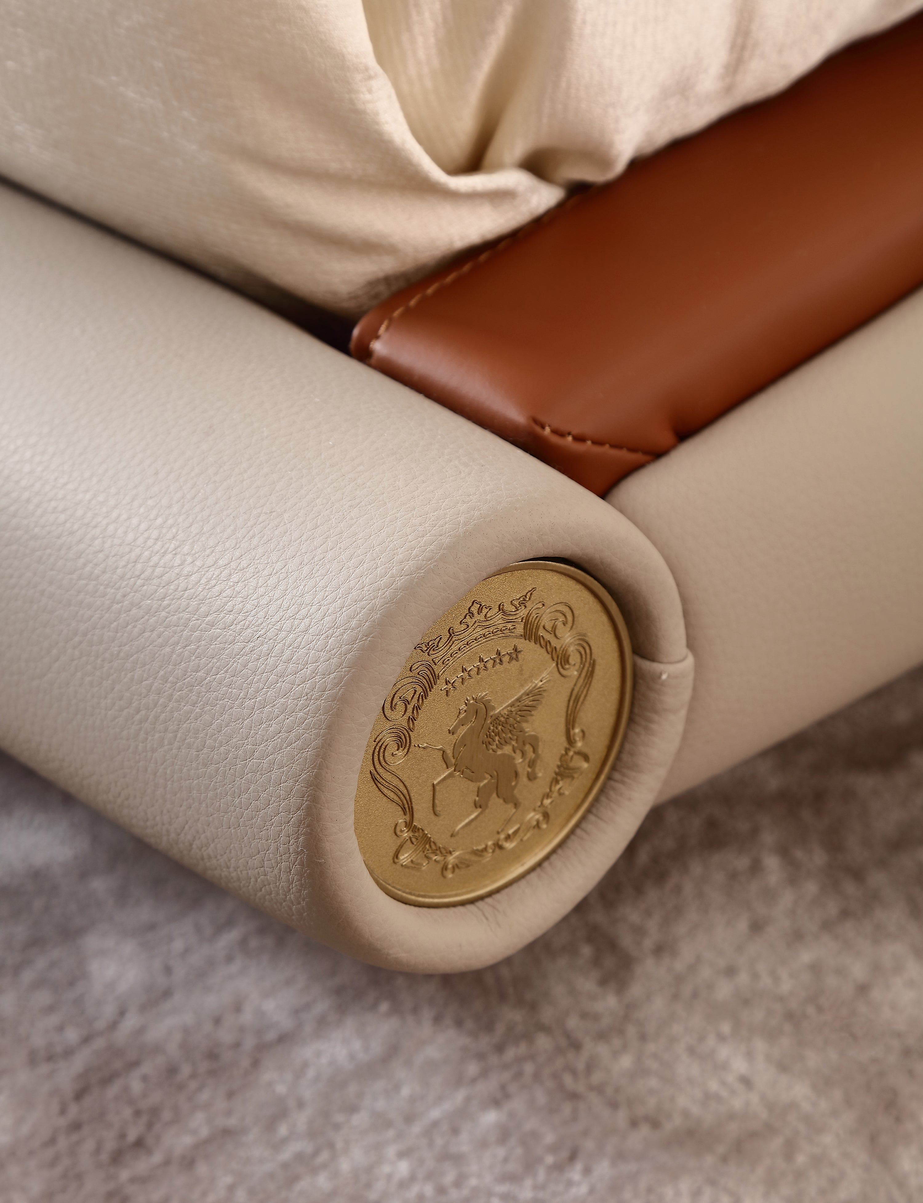 HOTTOP Leather Upholstered Bed