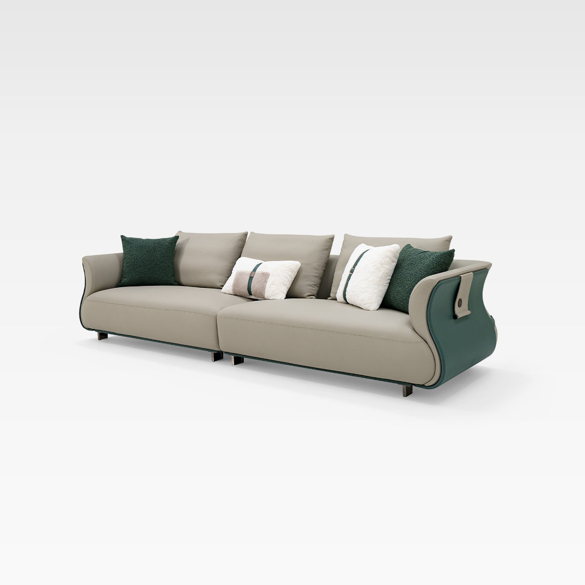 HOTTOP Slim Curved-Arm Straight Sofa