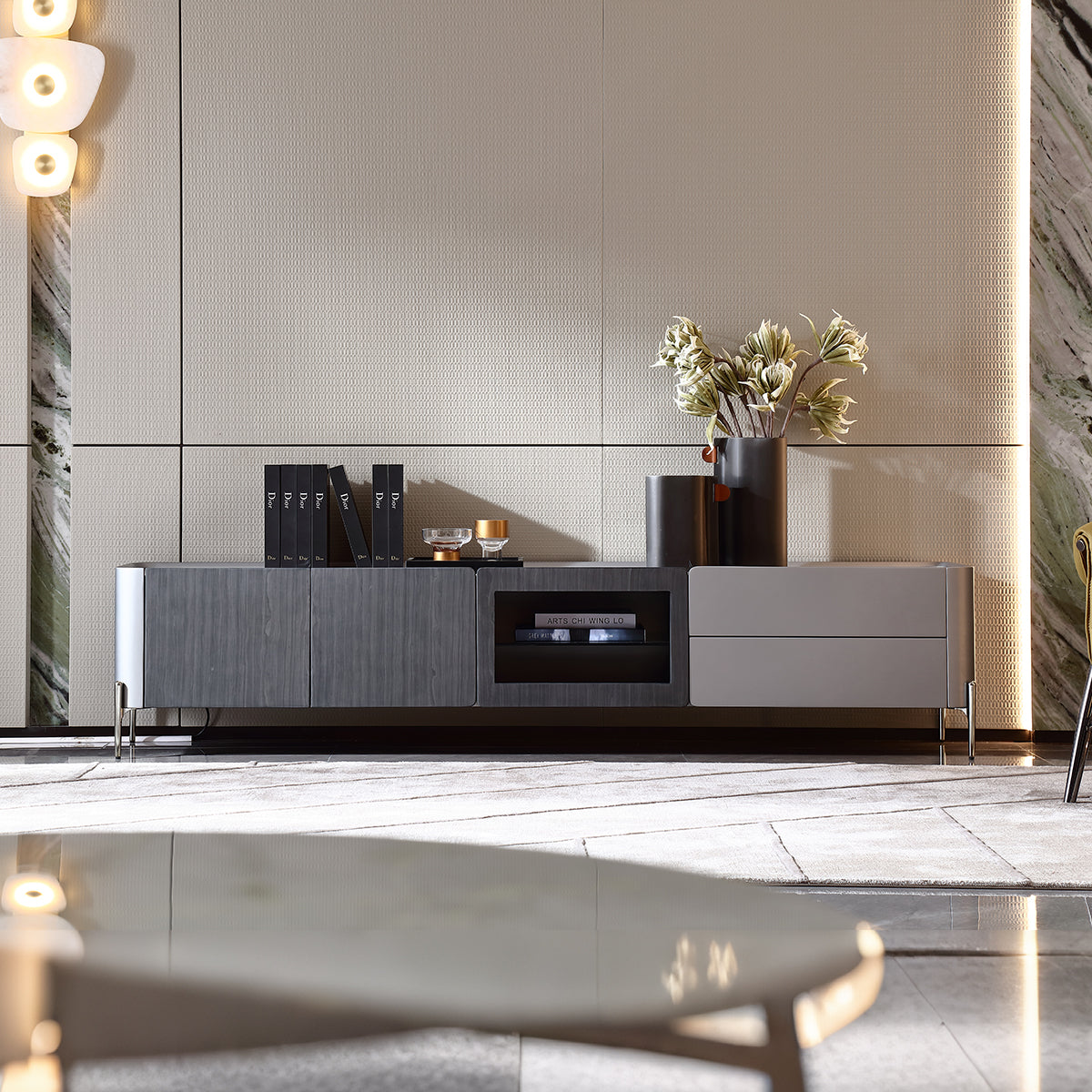 HOTTOP Marble Top Media Console