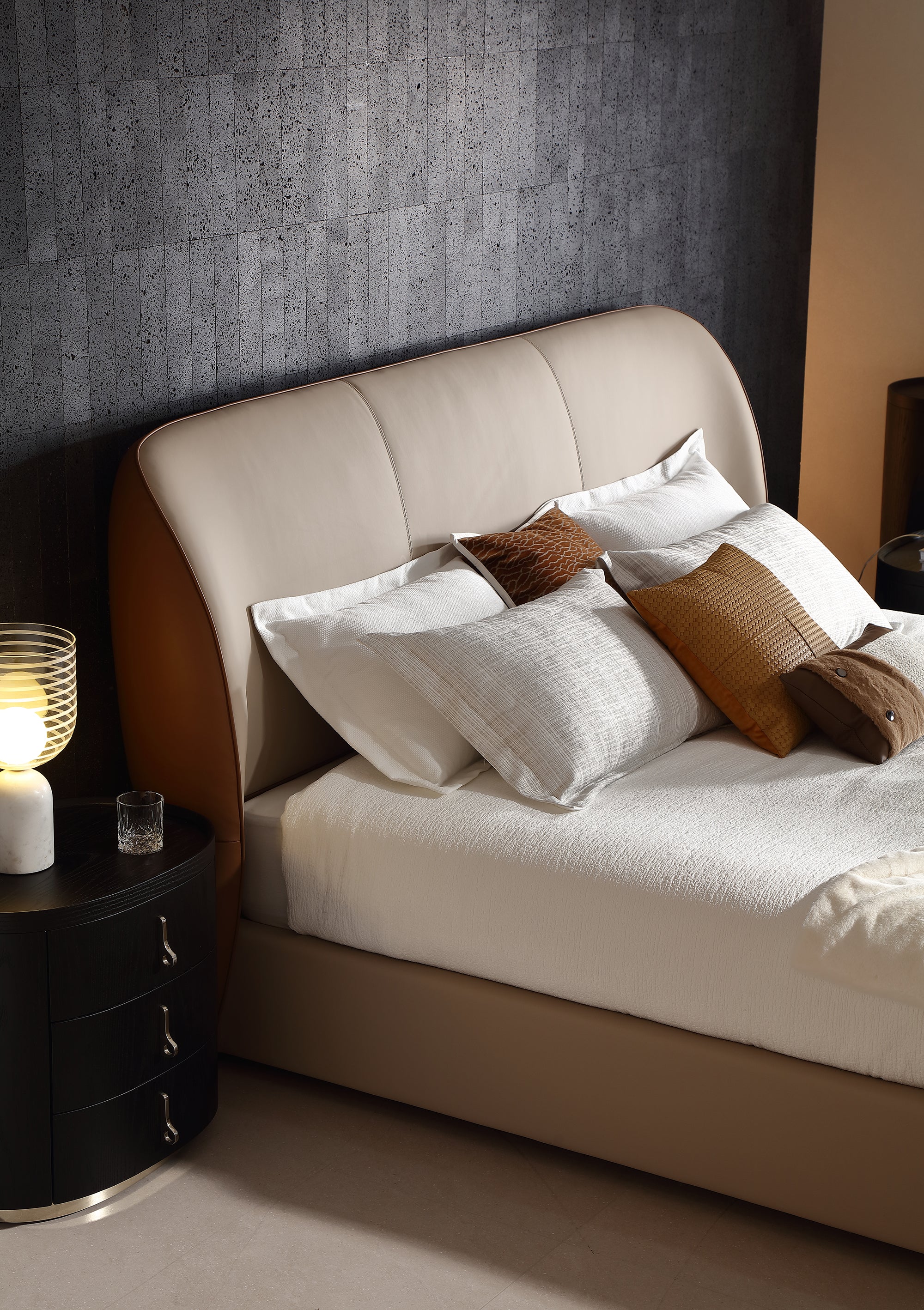 KALMIA Leather Upholstered Bed