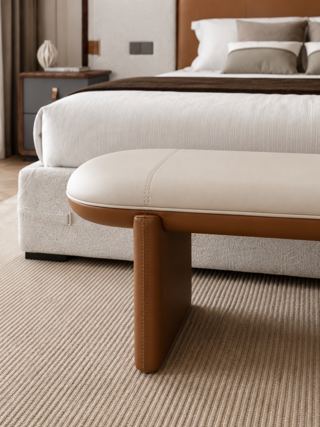 KALMIA Leather Bedroom Bench