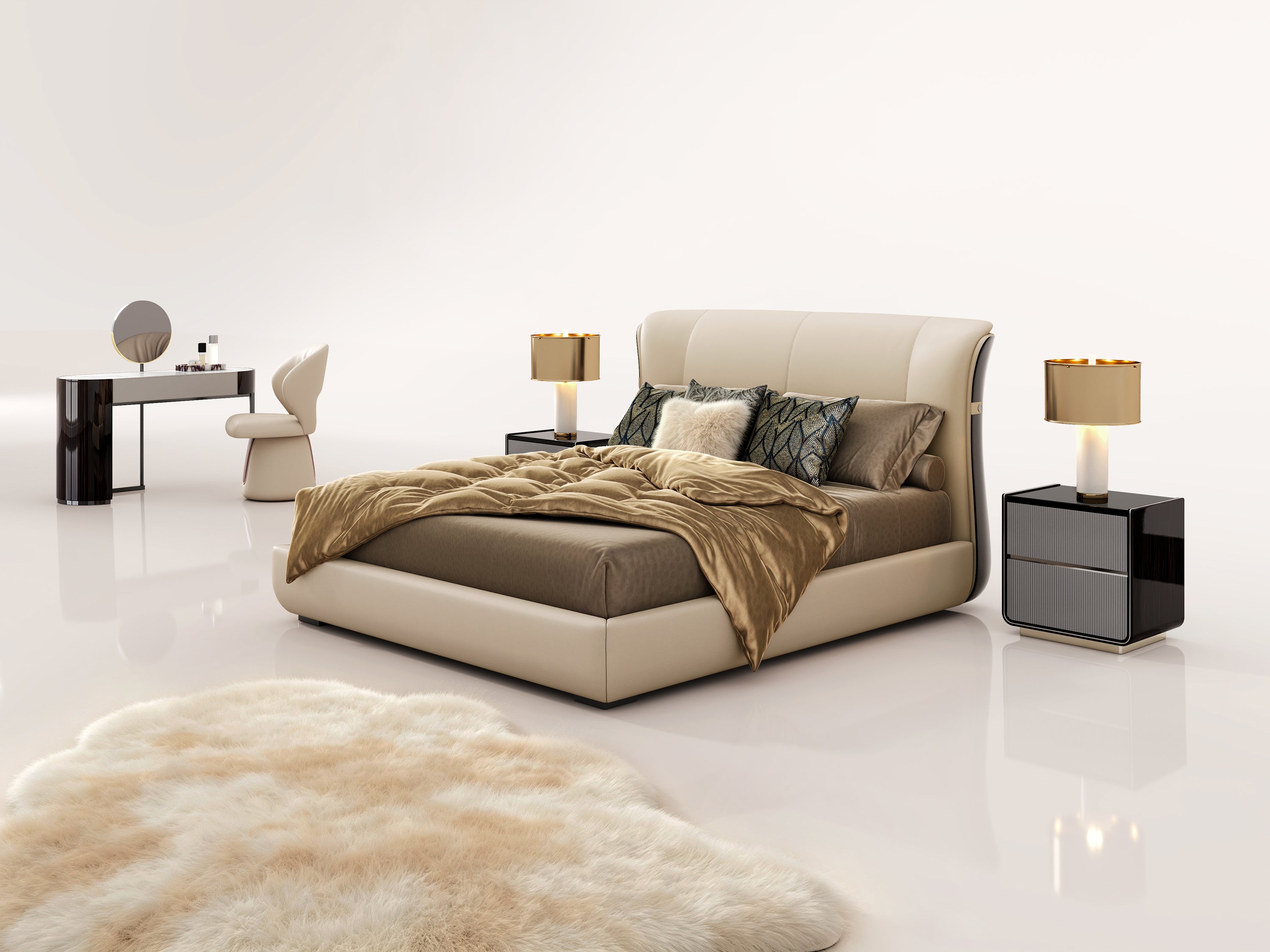 EBONY Leather Upholstered Bed