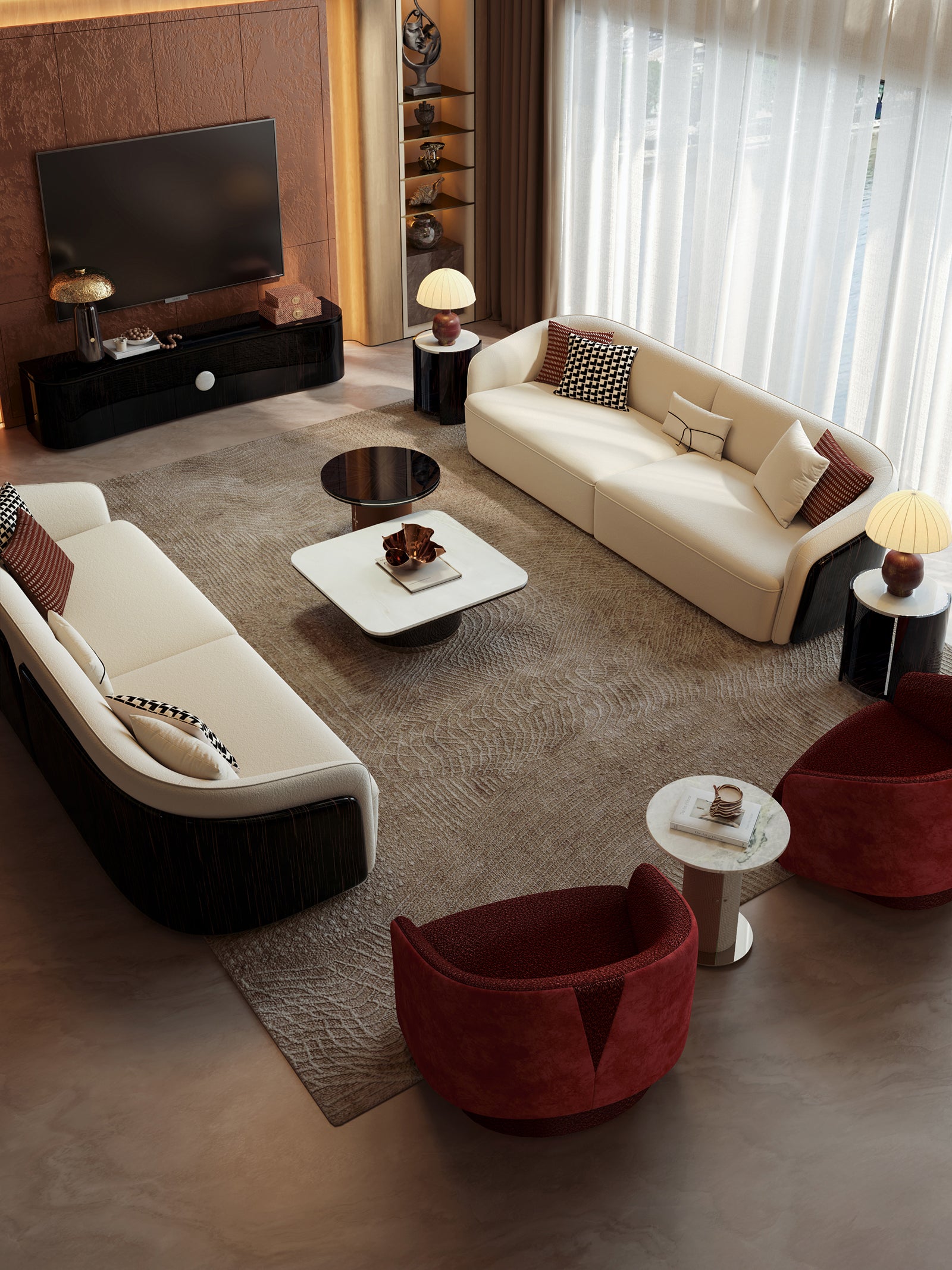 EBONY Curved-Back Straight Sofa