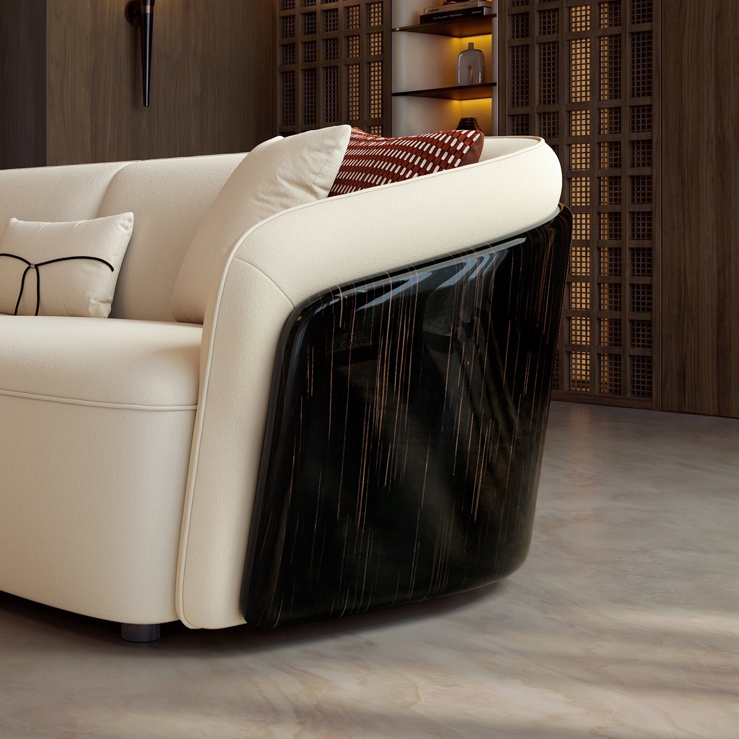 EBONY Curved-Back Straight Sofa
