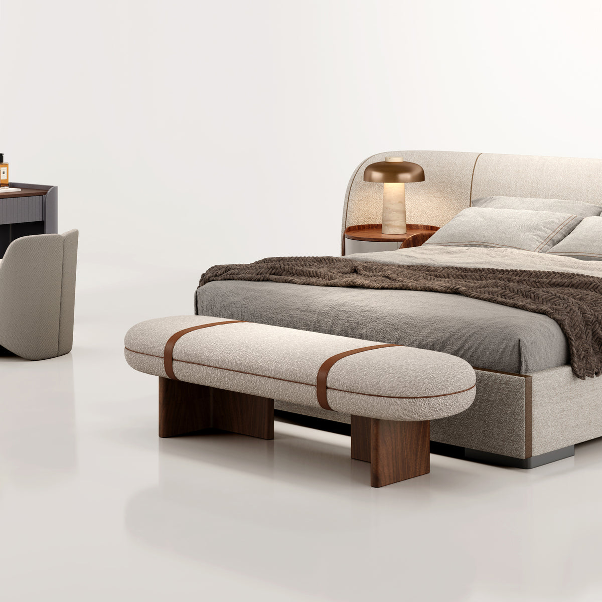 KALMIA Fabric Bedroom Bench