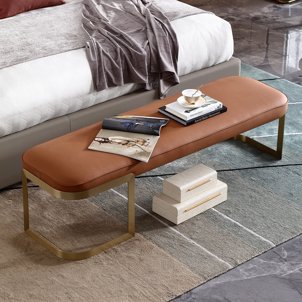 ADILIVE Leather Bedroom Bench