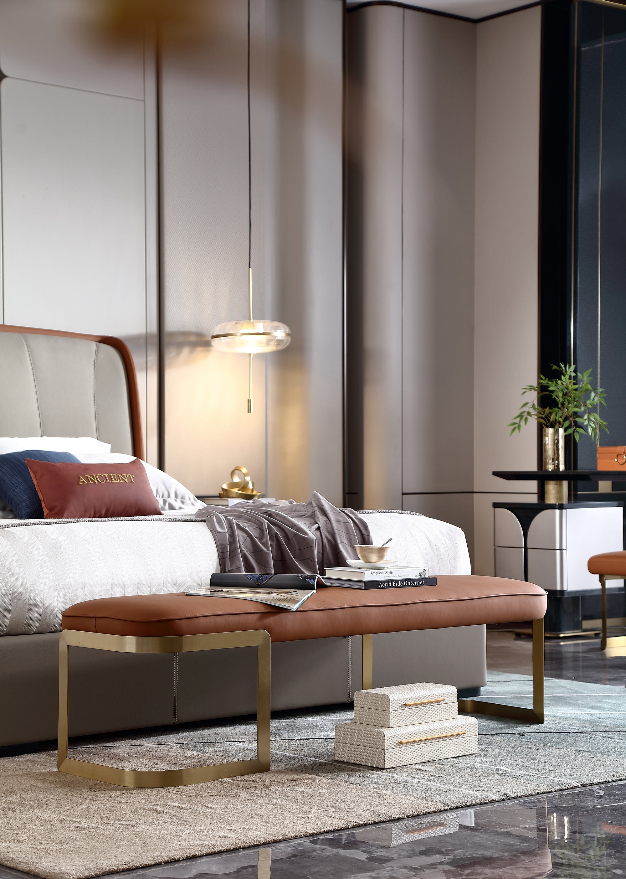 ADILIVE Leather Bedroom Bench