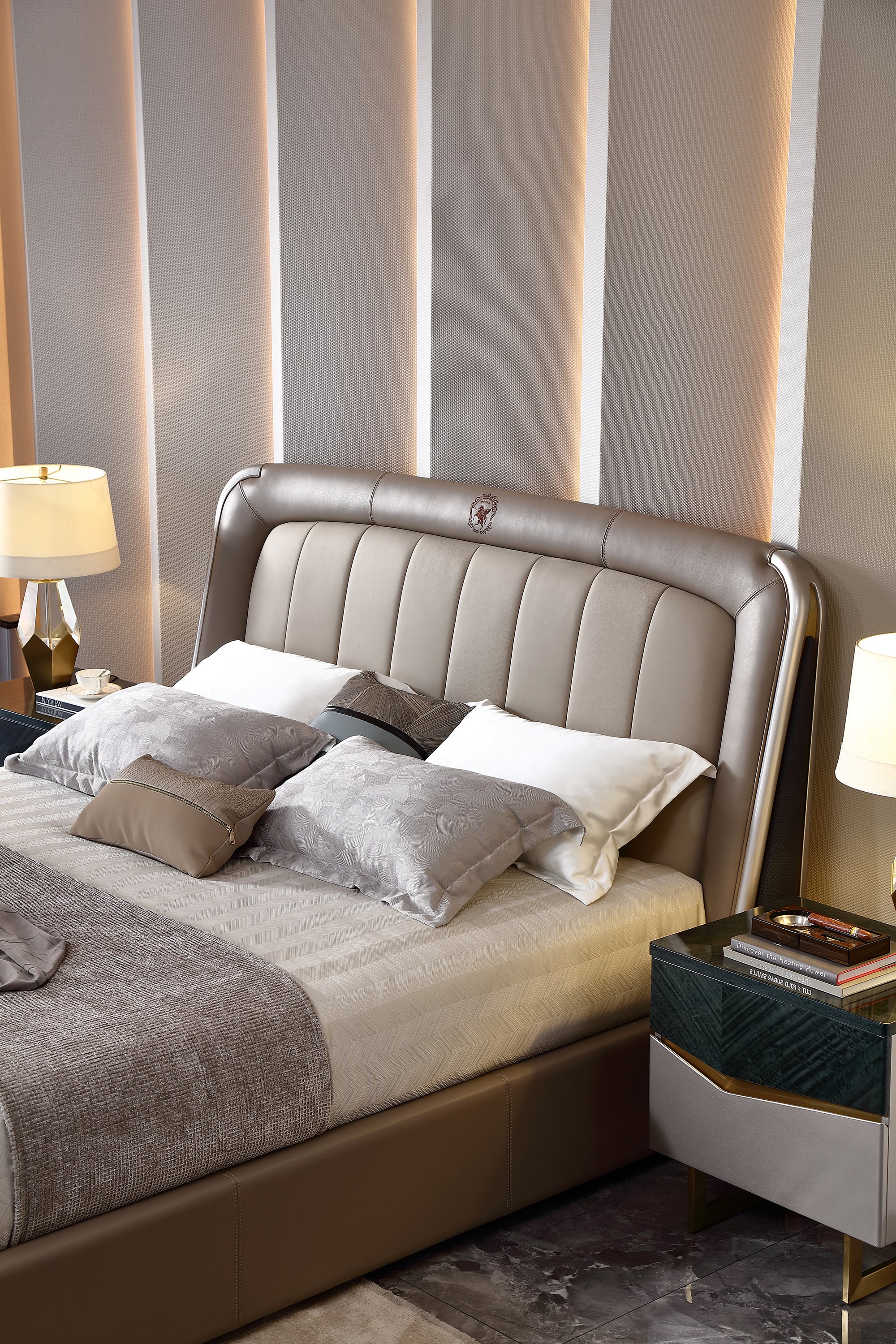 ADILIVE Leather Upholstered Bed