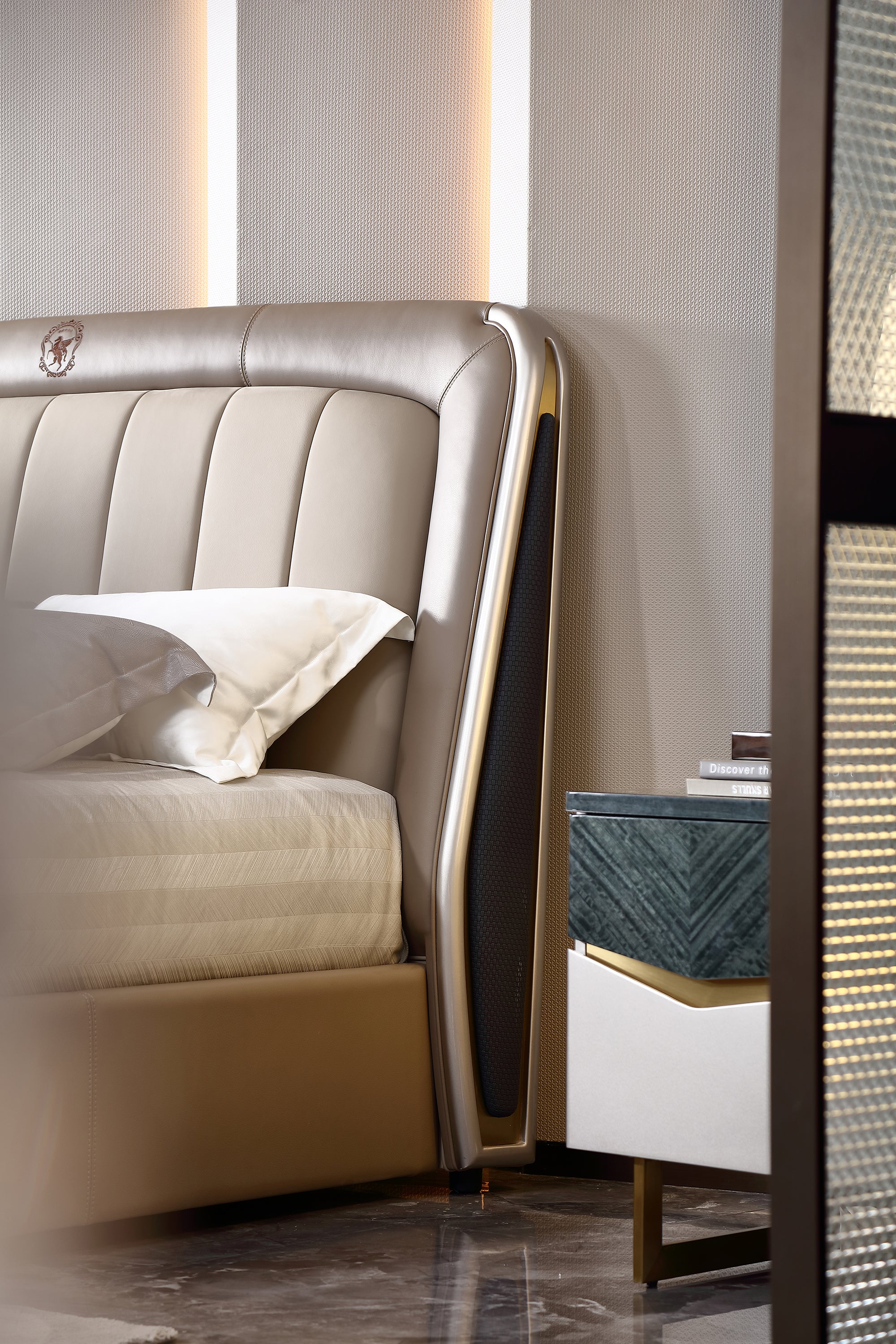 ADILIVE Leather Upholstered Bed