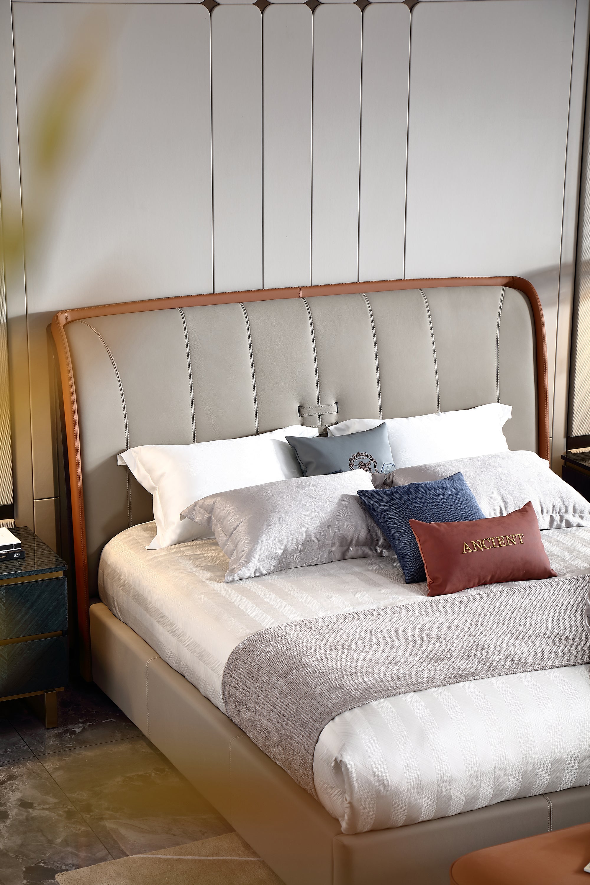 ADILIVE Leather Upholstered Bed