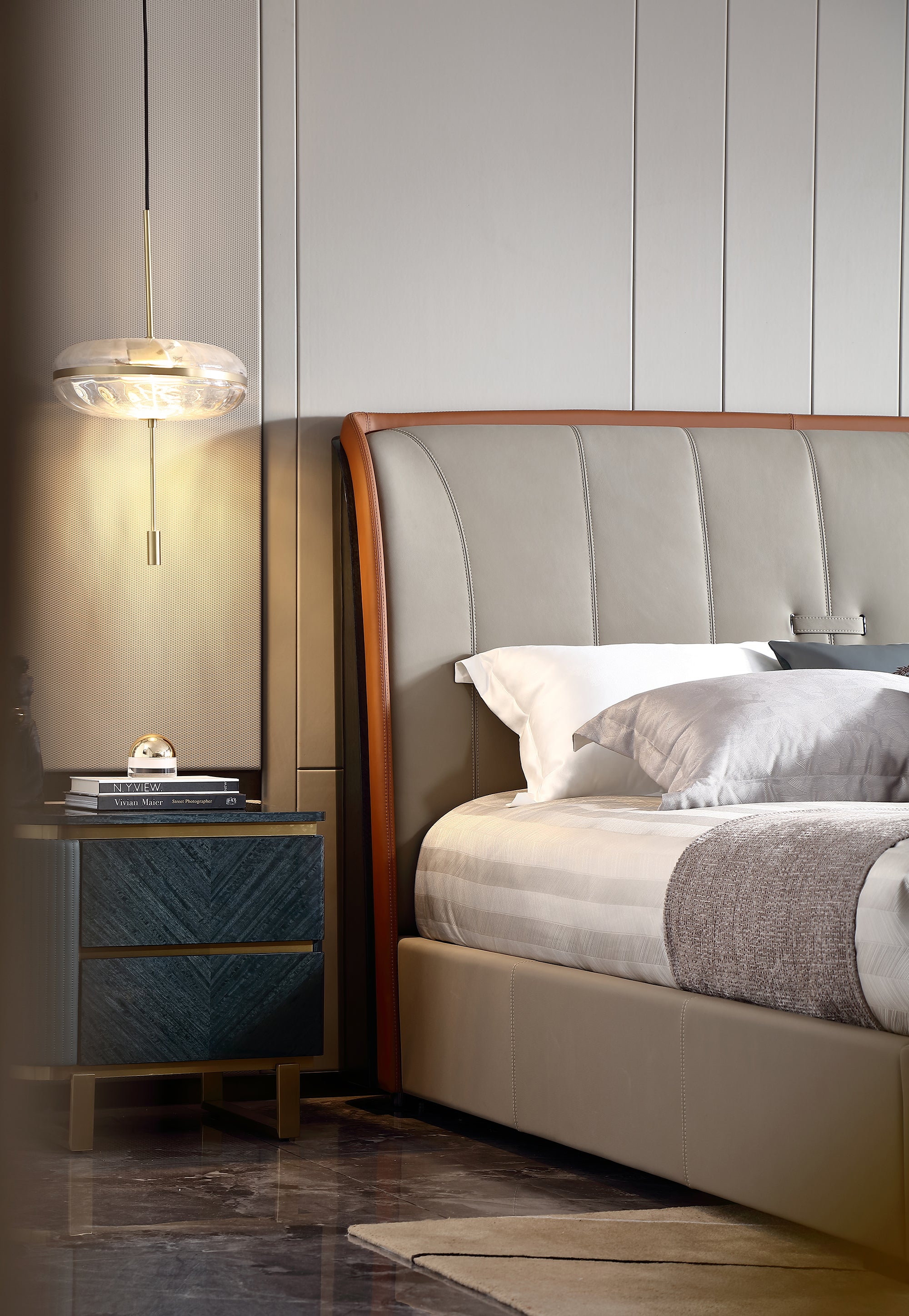 ADILIVE Leather Upholstered Bed