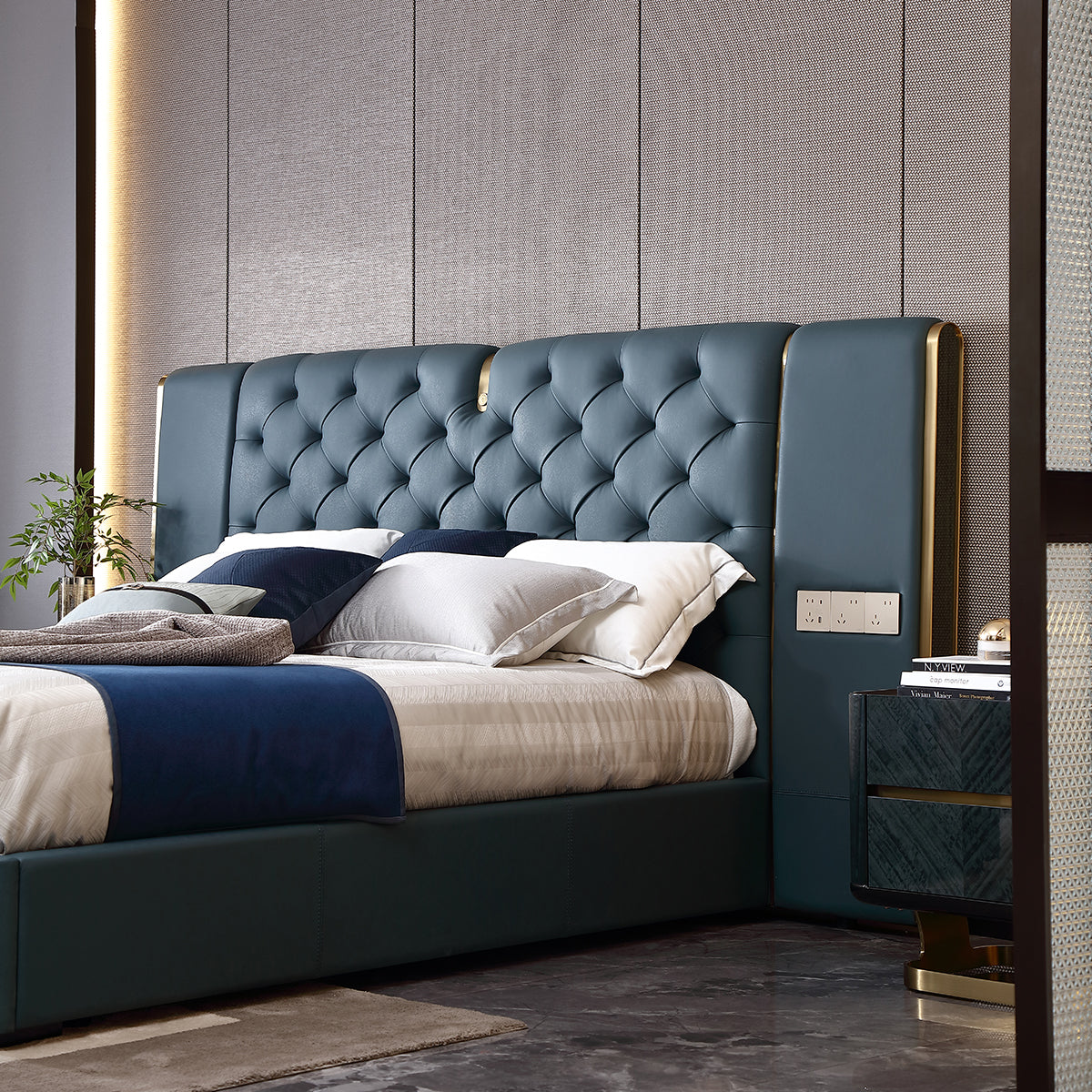 ADILIVE Integrated-Power Extended Headboard Bed