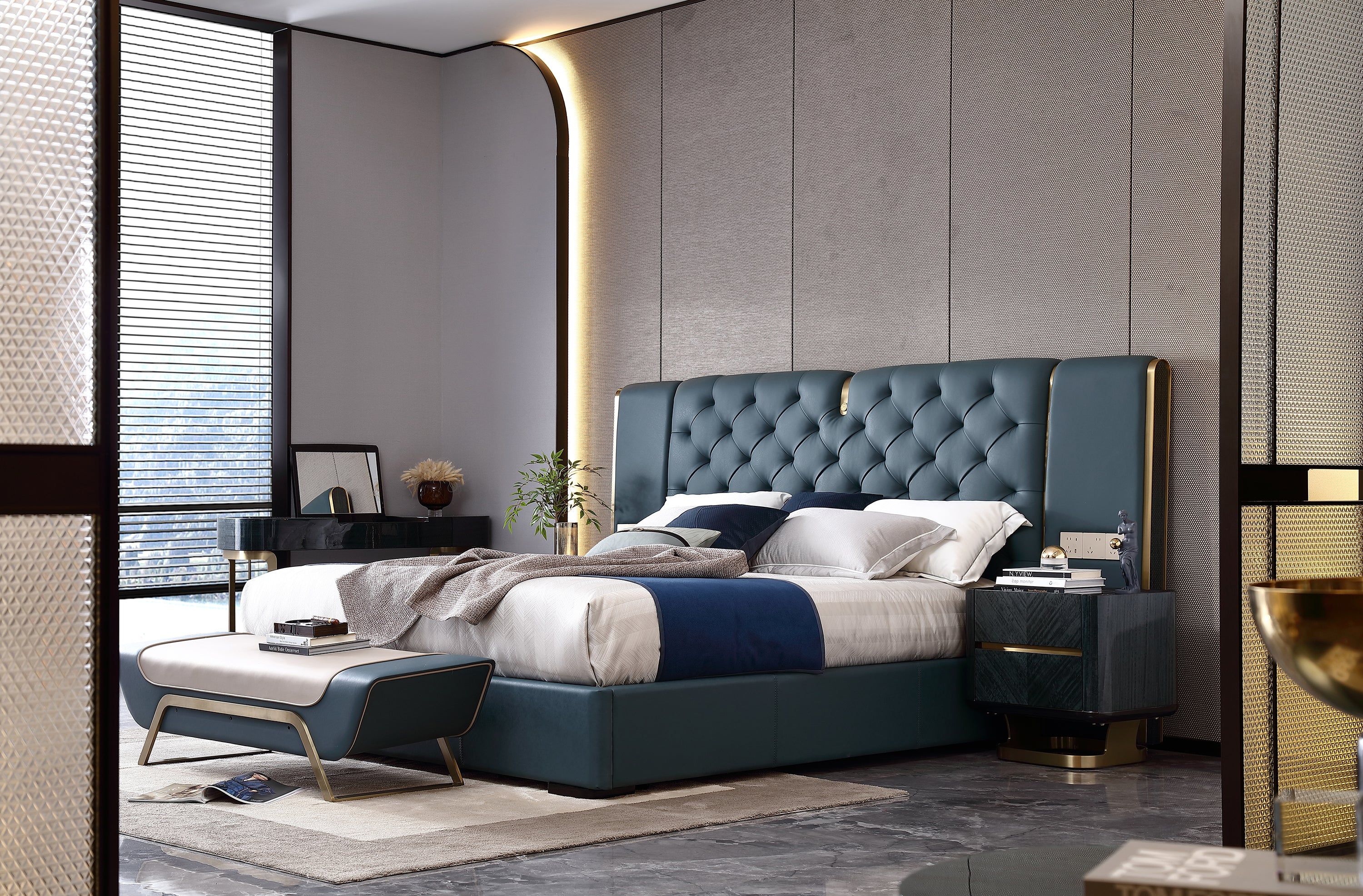 ADILIVE Integrated-Power Extended Headboard Bed