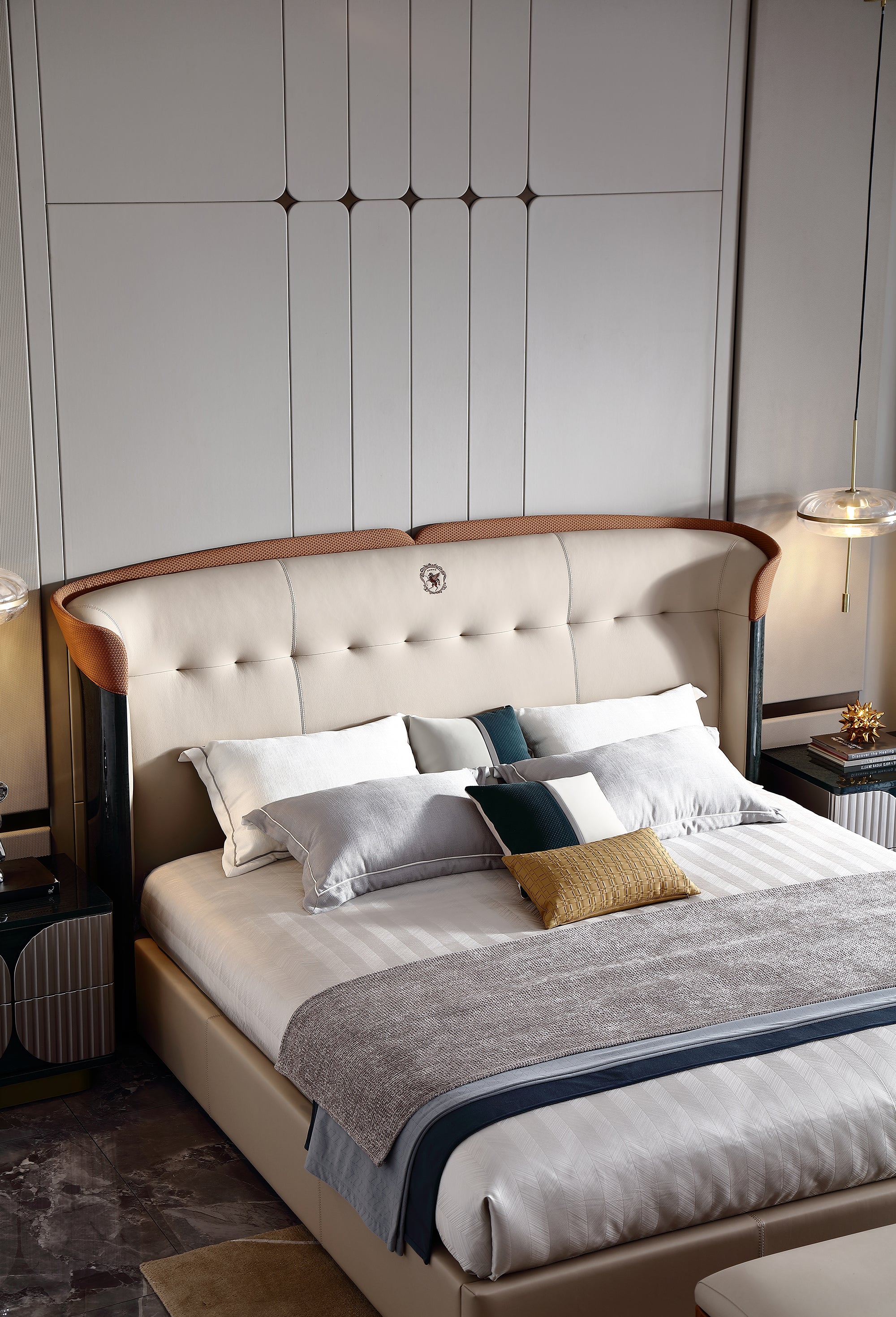 ADILIVE Leather Upholstered Bed