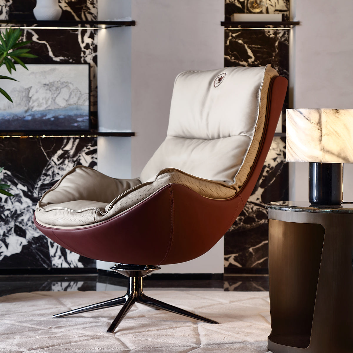 FFONCHI Leather Swivel Armchair