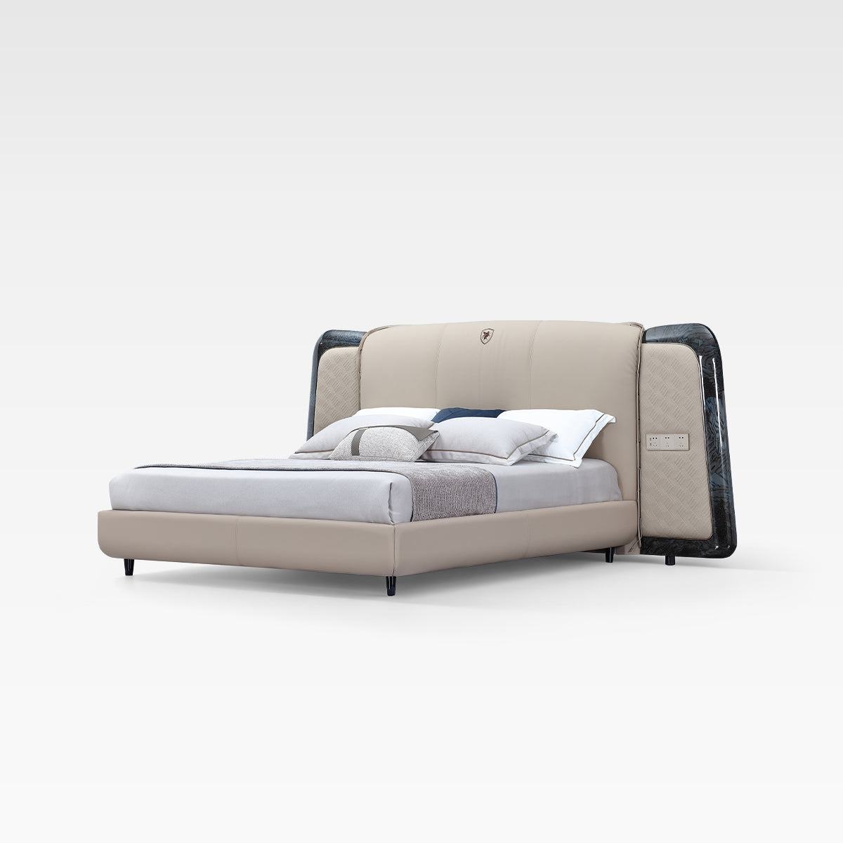 FFONCHI Integrated-Power Extended Headboard Bed