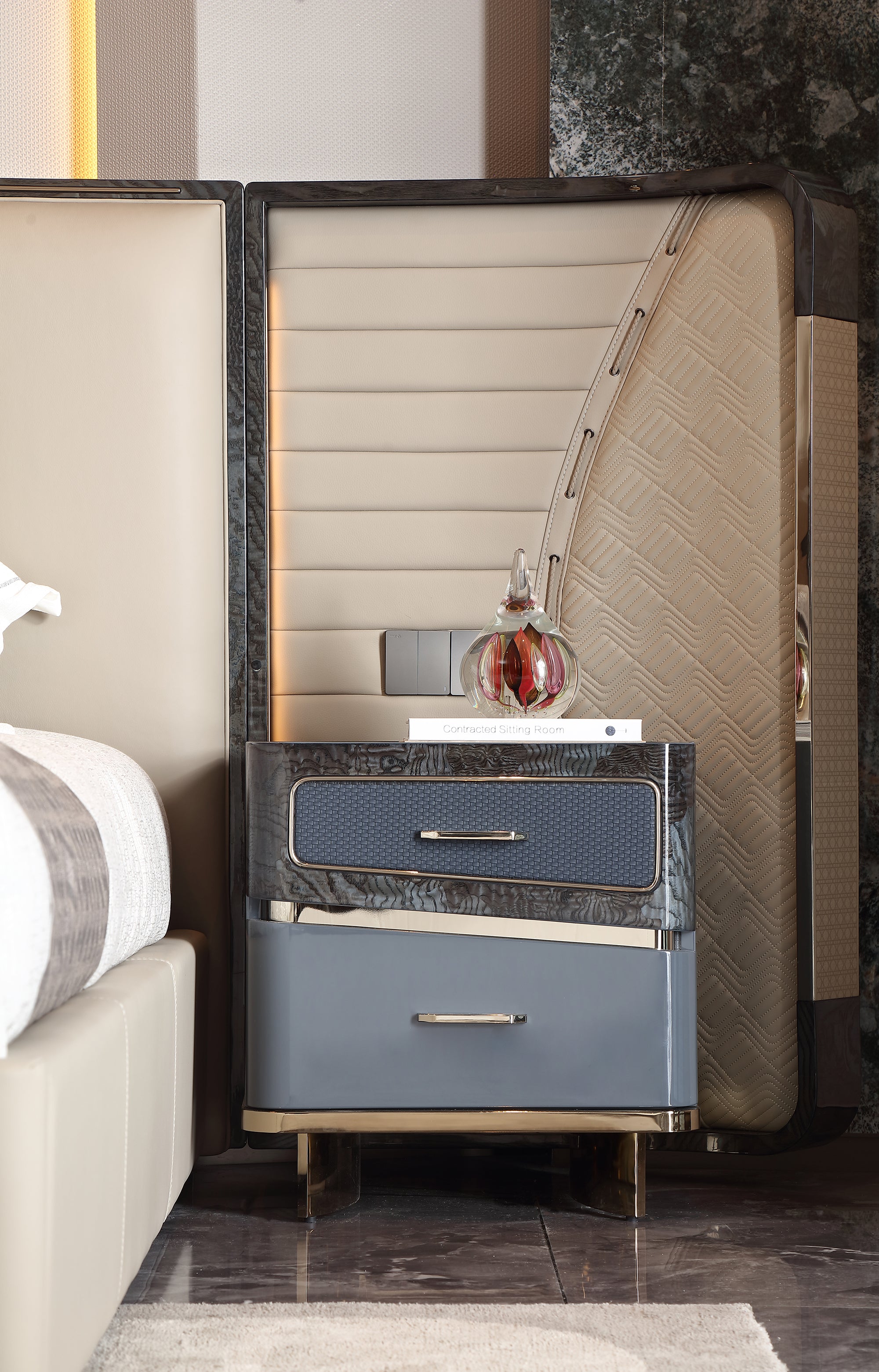FFONCHI Integrated-Power Extended Headboard Bed