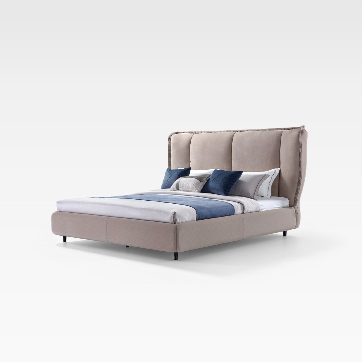 FFONCHI Nubuck Leather Upholstered Bed