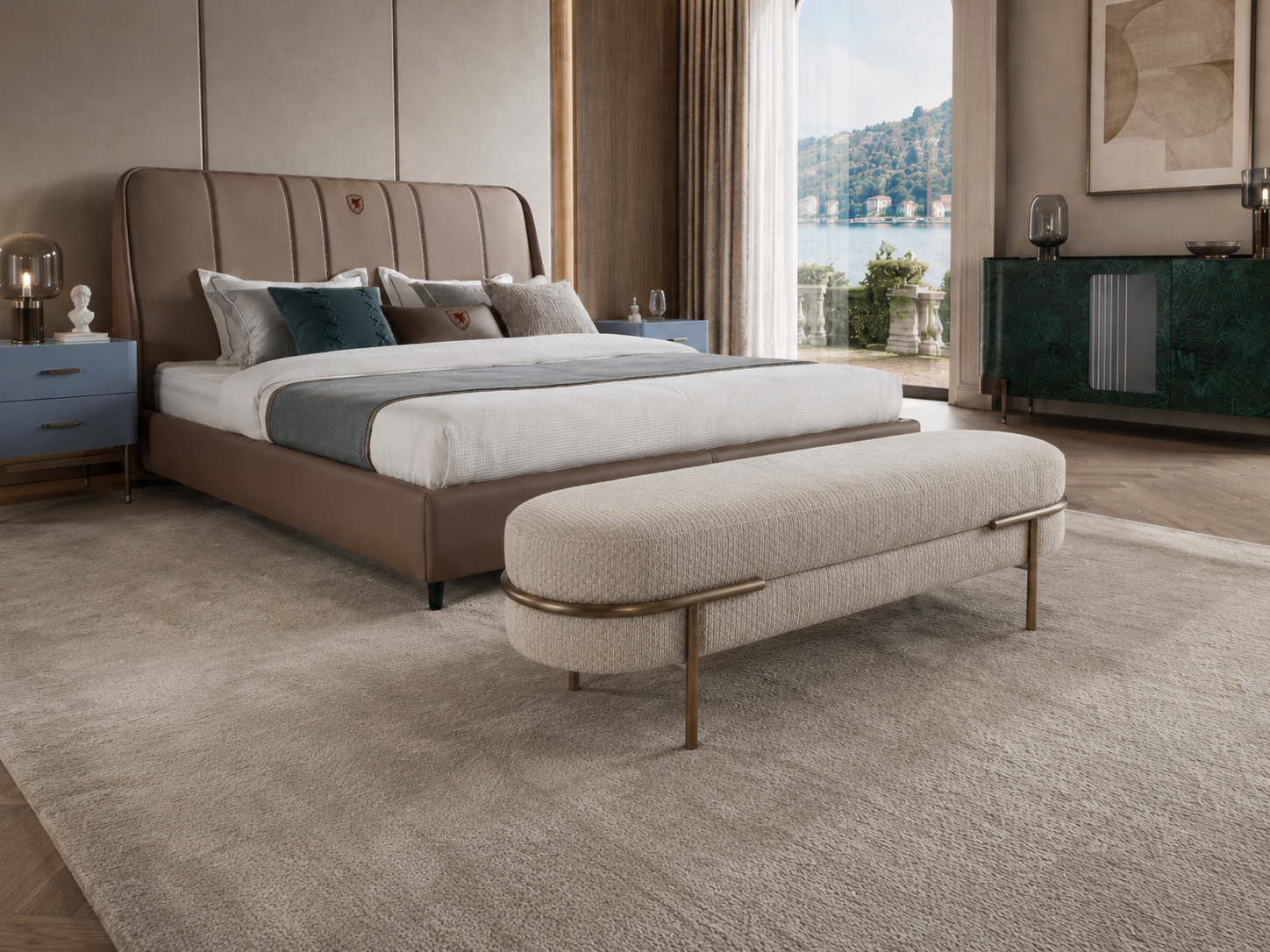 FFONCHI Leather Upholstered Bed