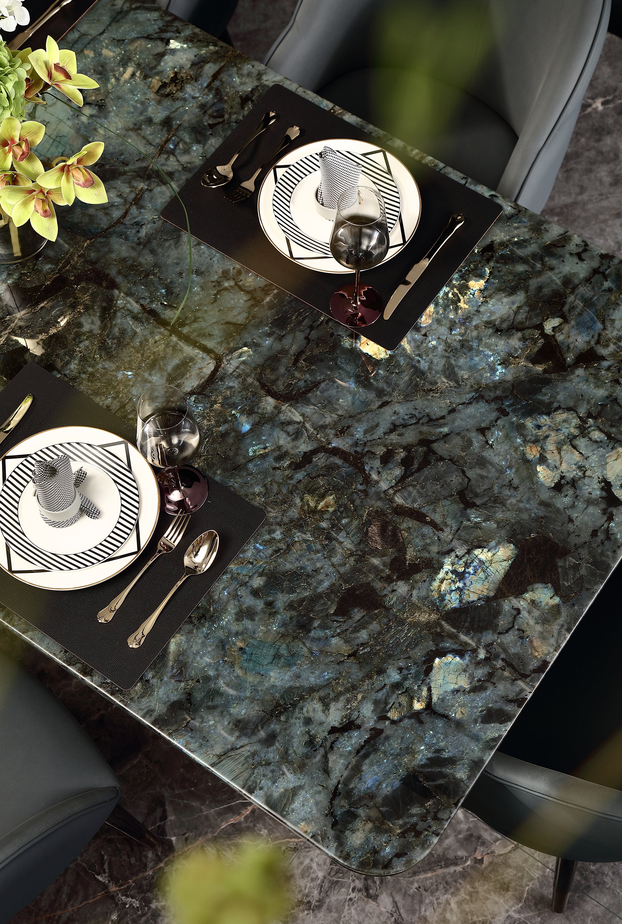 FFONCHI Natural Stone Top Dining Table