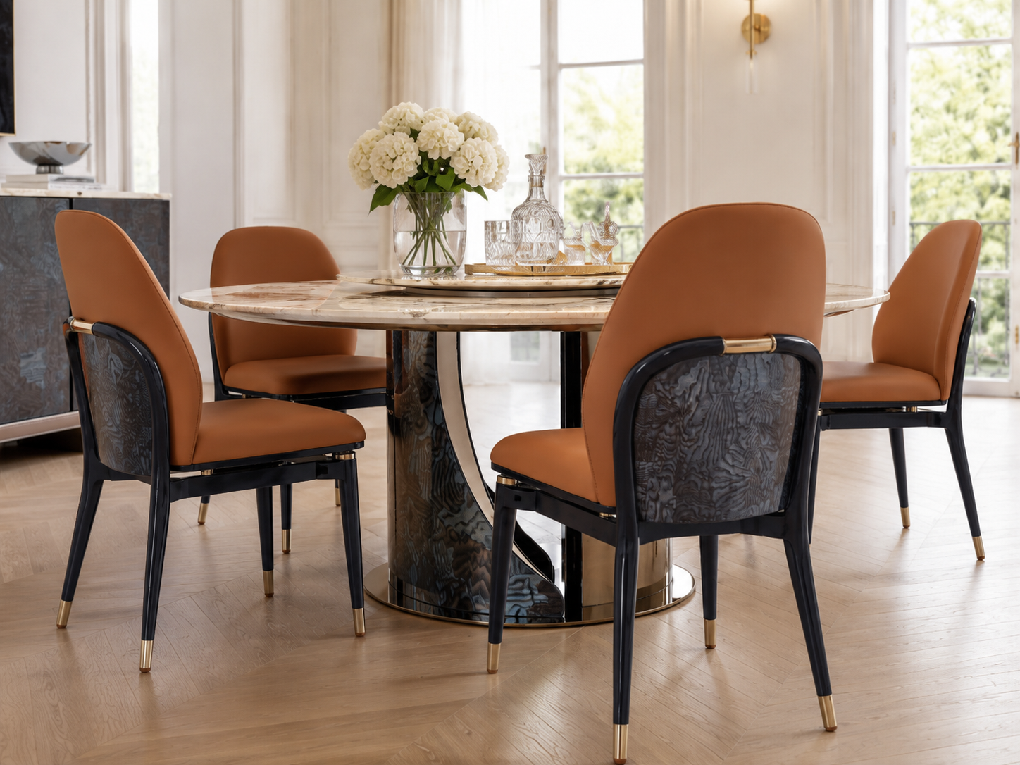 FFONCHI Natural Stone Top Dining Table