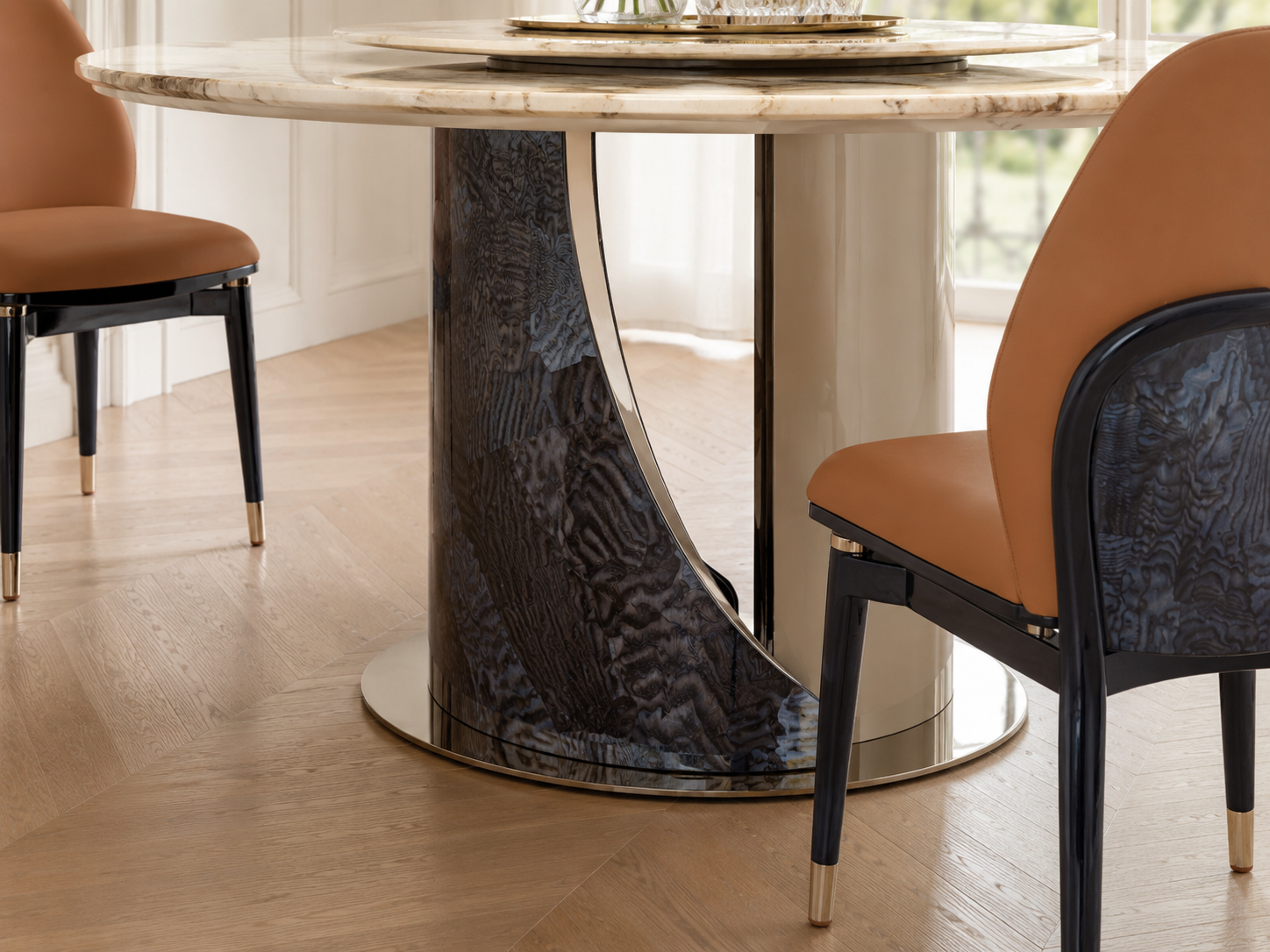 FFONCHI Natural Stone Top Dining Table