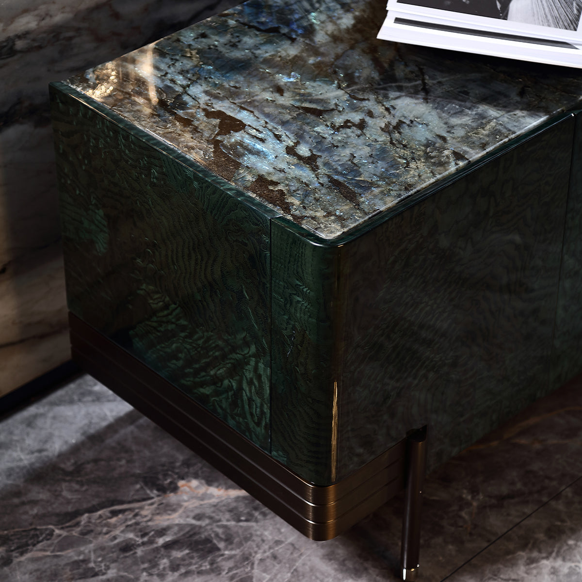 FFONCHI Marble Top Media Console