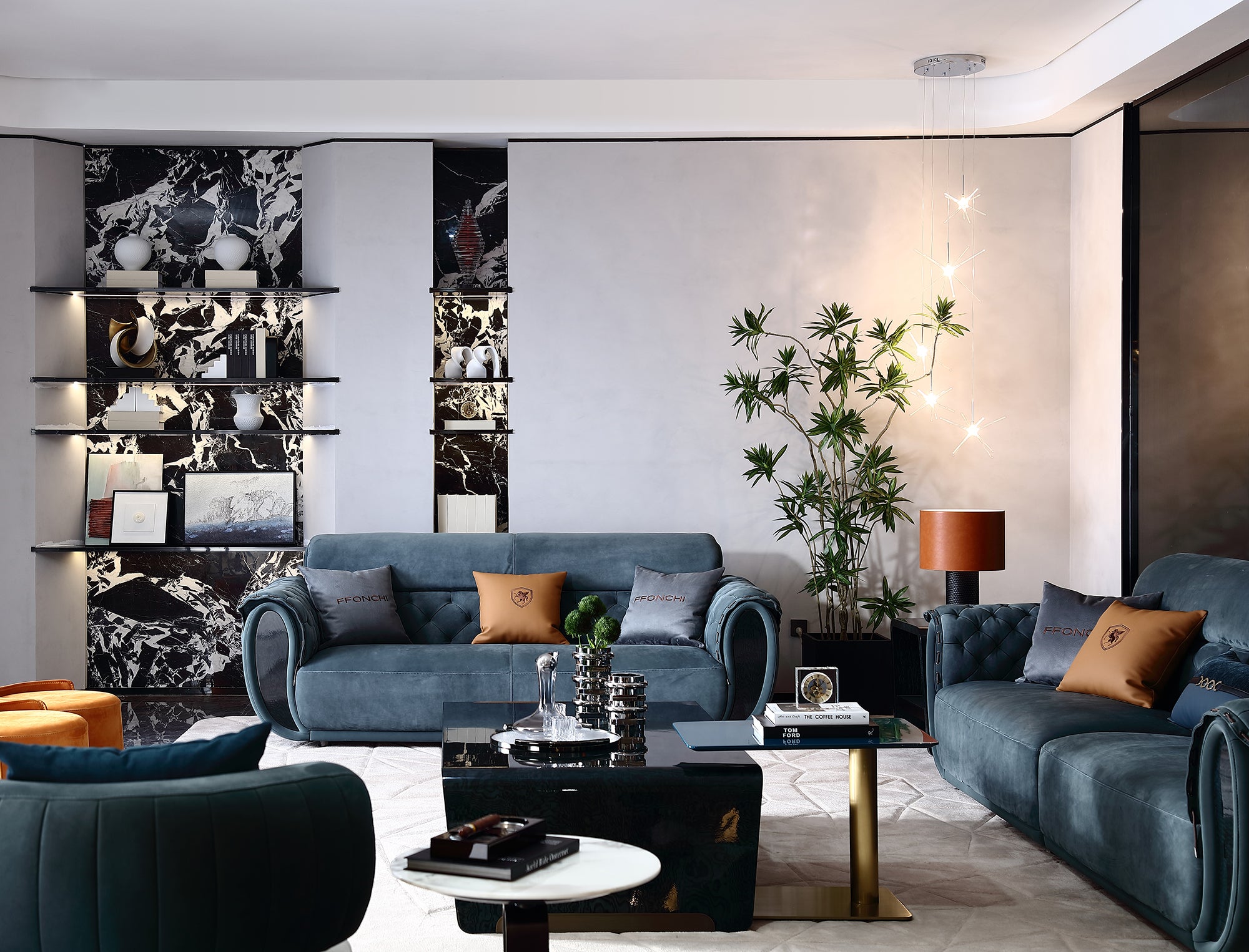 FFONCHI High-Back Tufted Straight Sofa