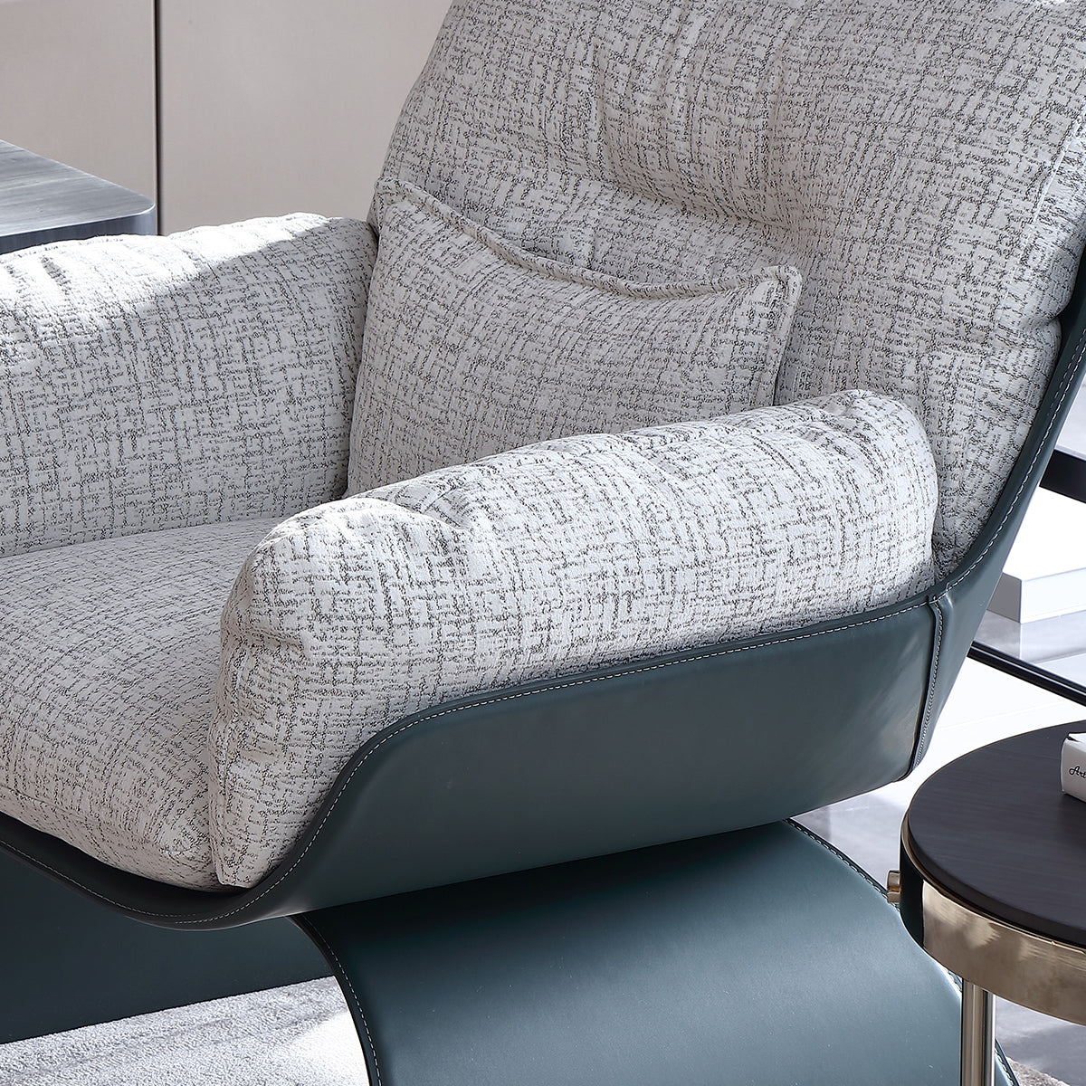 HOTTOP Leather & Fabric Accent Lounge Chair