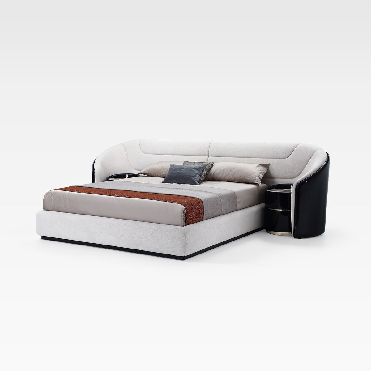 EBONY Curved Extended Headboard Bed