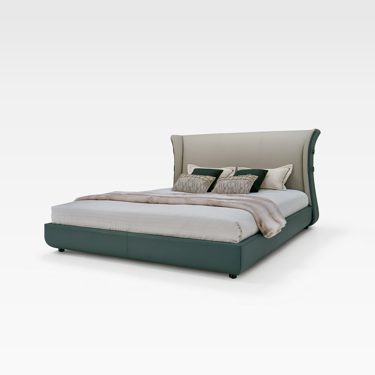 HOTTOP Shelter Leather Upholstered Bed