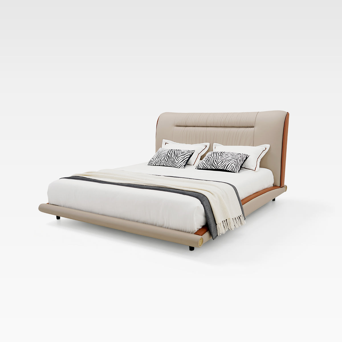HOTTOP Leather Upholstered Bed