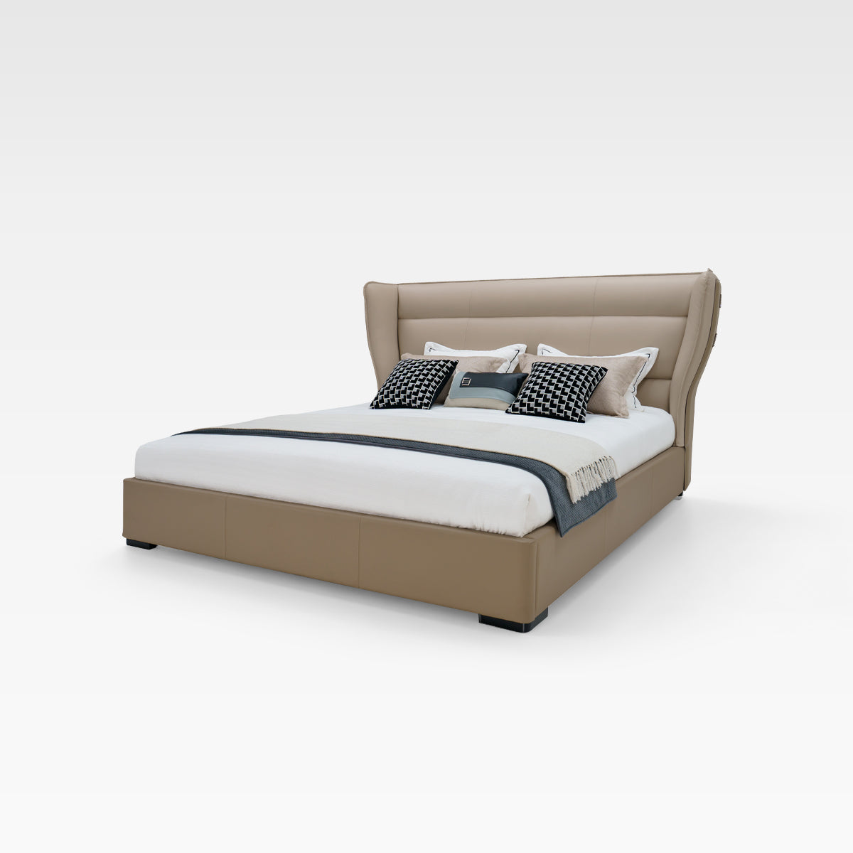 HOTTOP Shelter Leather Upholstered Bed