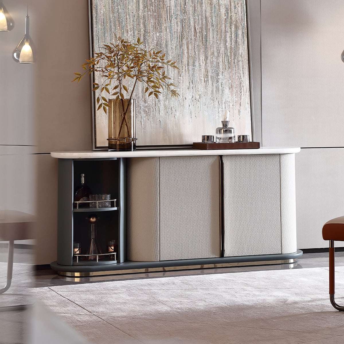 HOTTOP Marble Top Sideboard