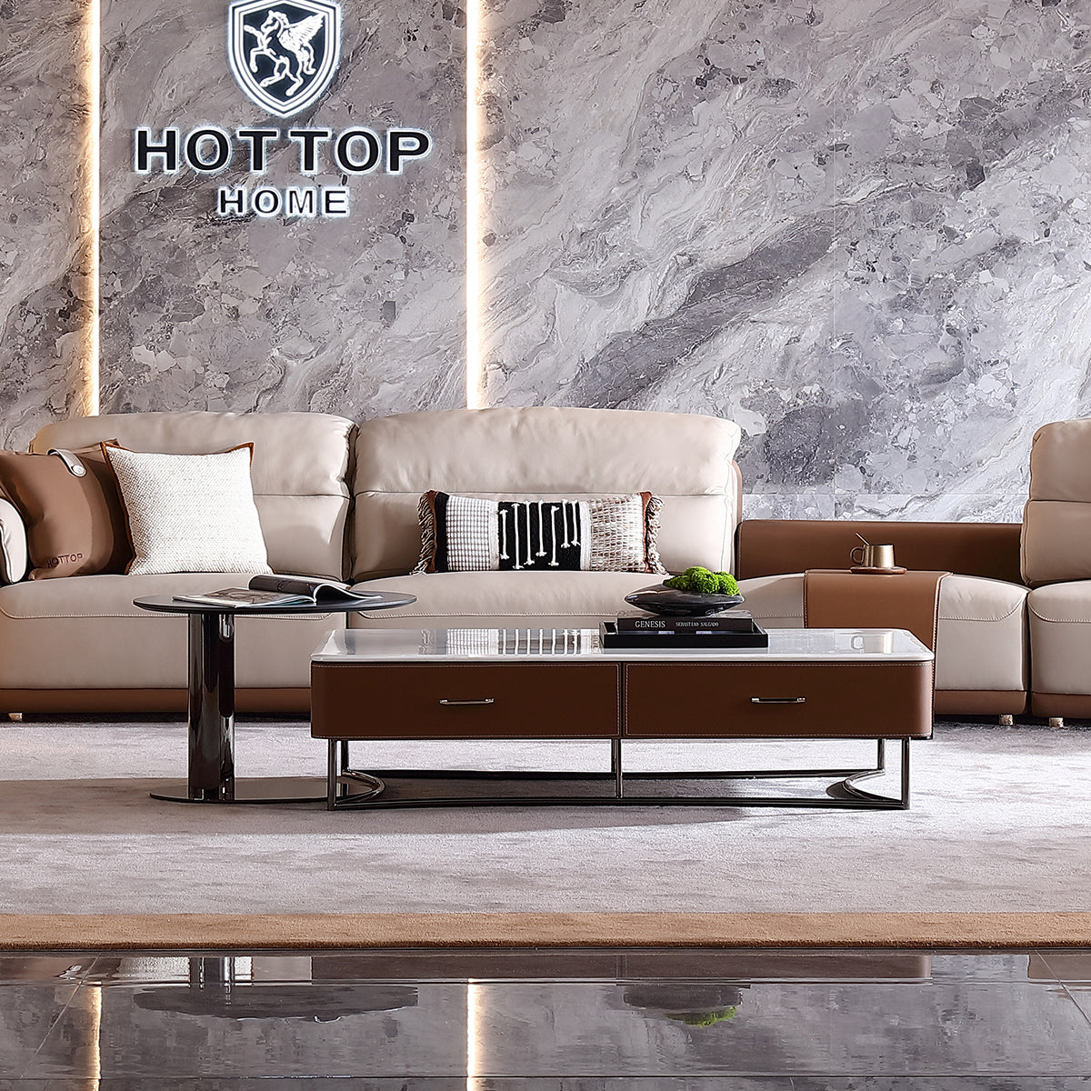 HOTTOP Marble Top Coffee Table