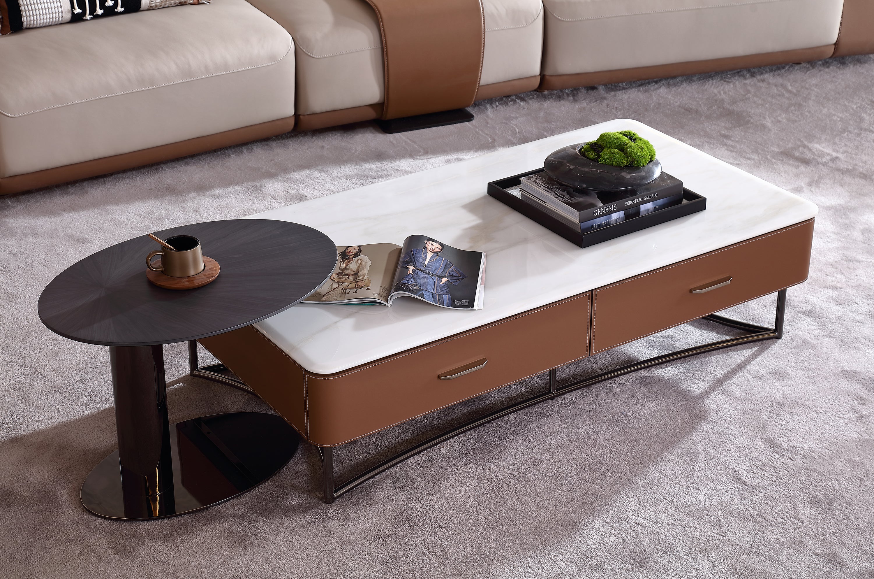 HOTTOP Marble Top Coffee Table