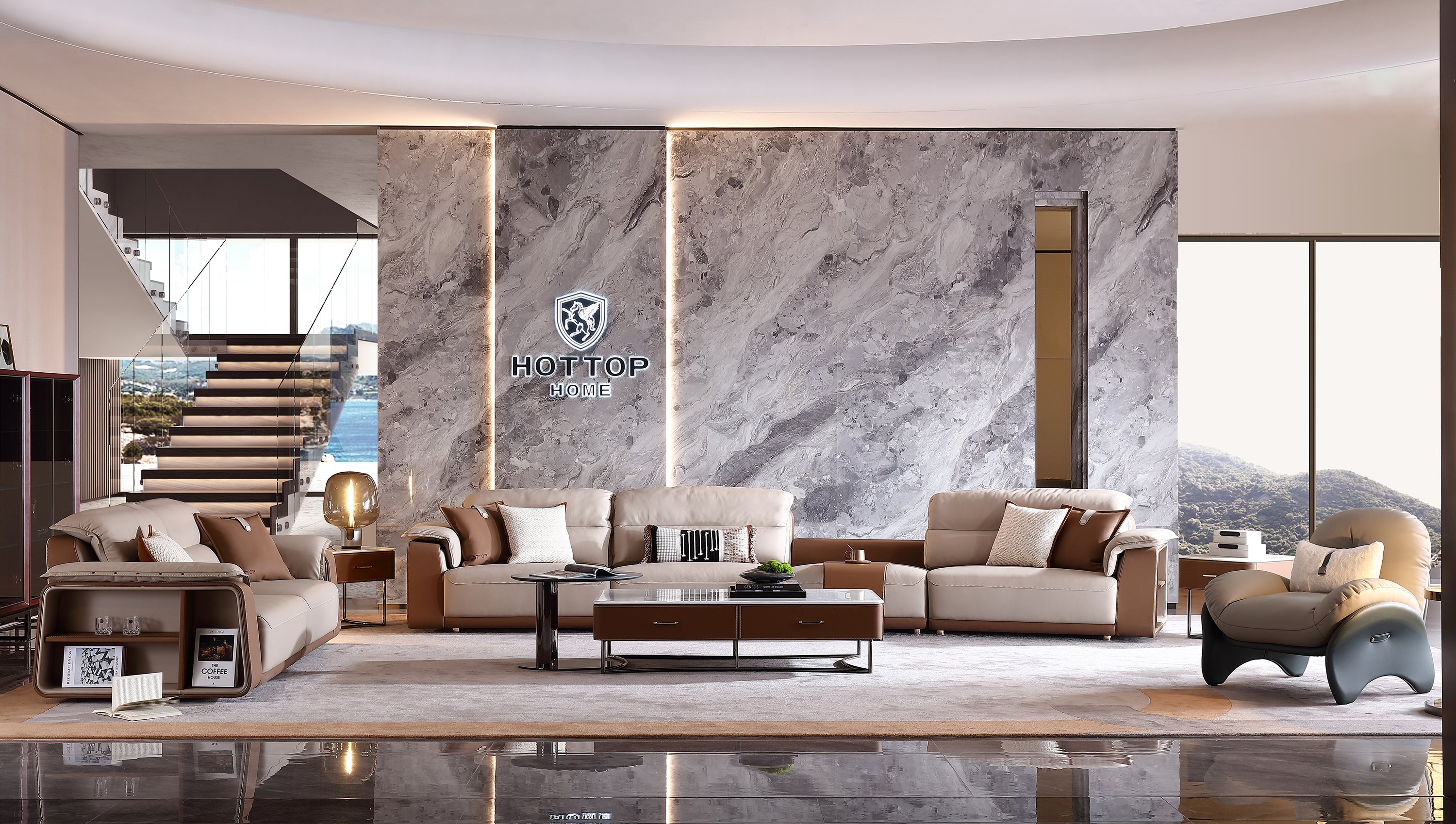 HOTTOP Marble Top Coffee Table