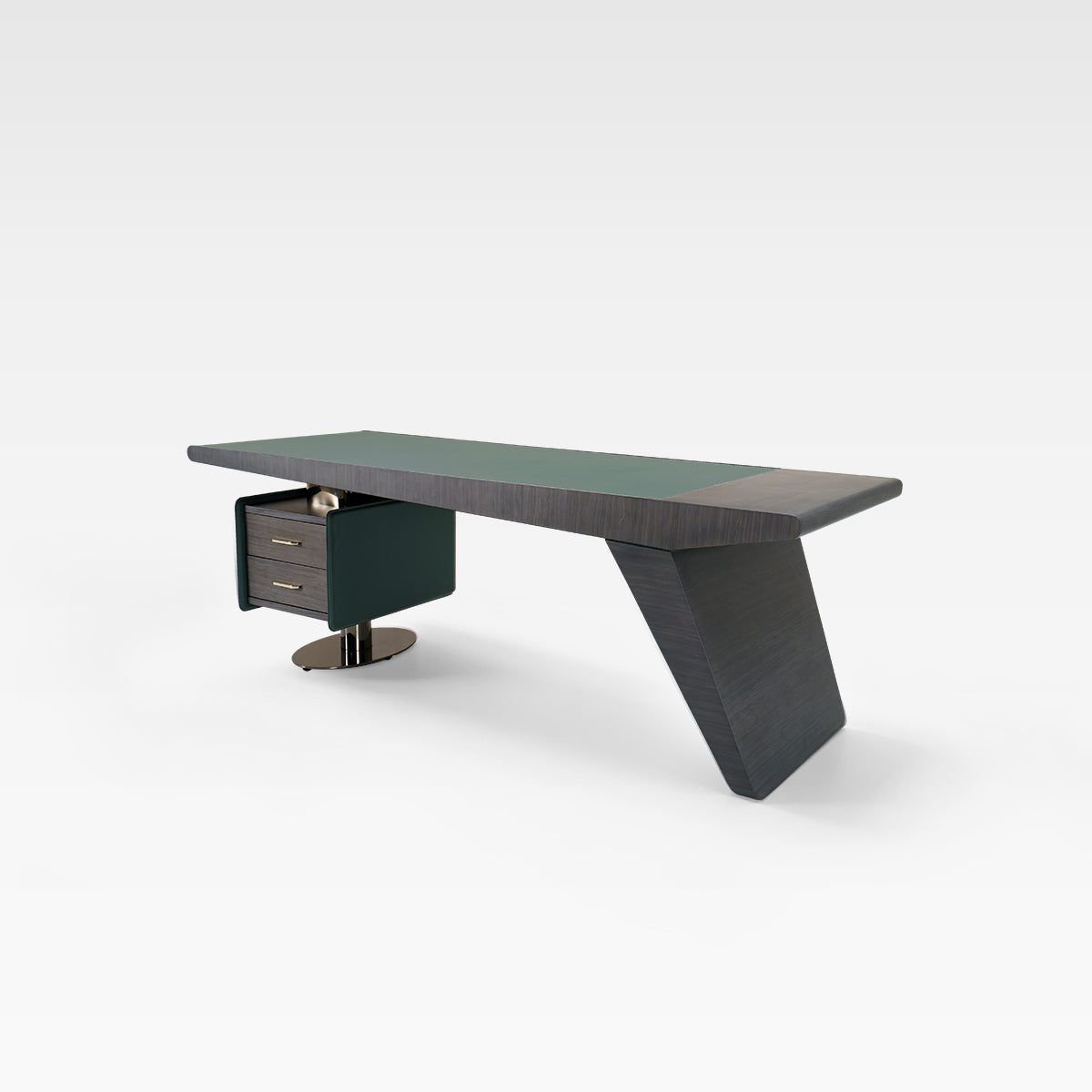 HOTTOP Asymmetric Leather-Top Desk