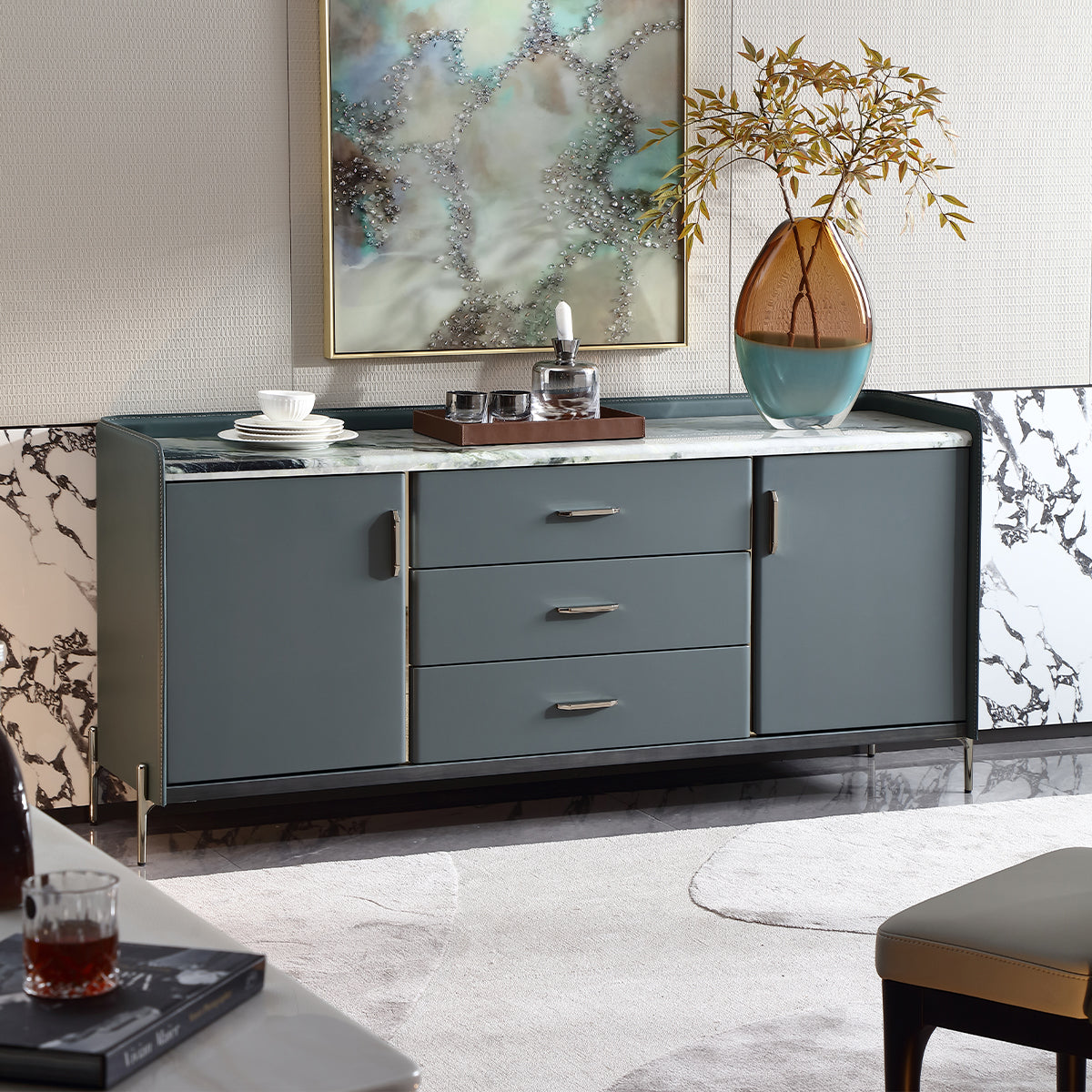 HOTTOP Marble Top Sideboard