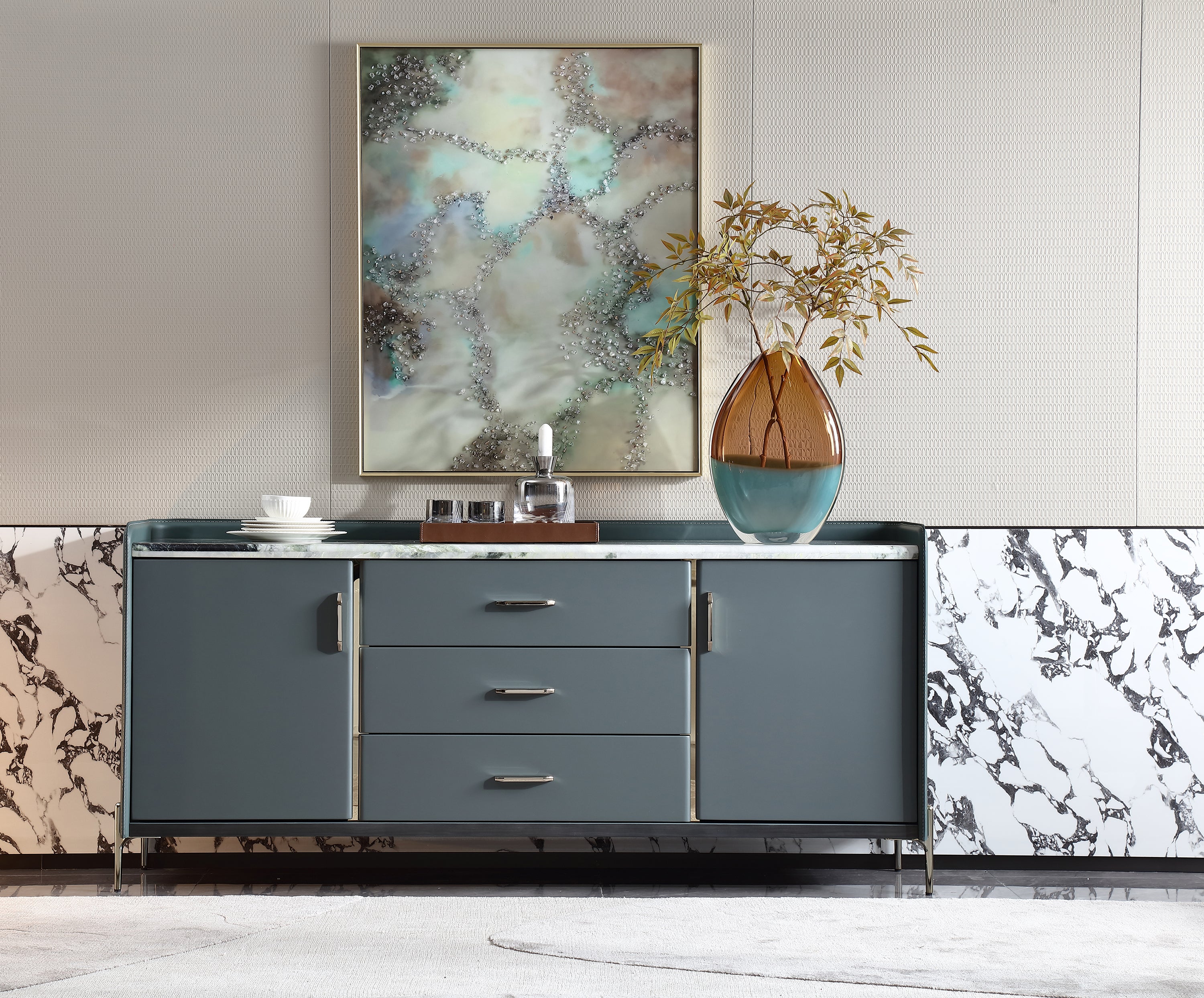 HOTTOP Marble Top Sideboard