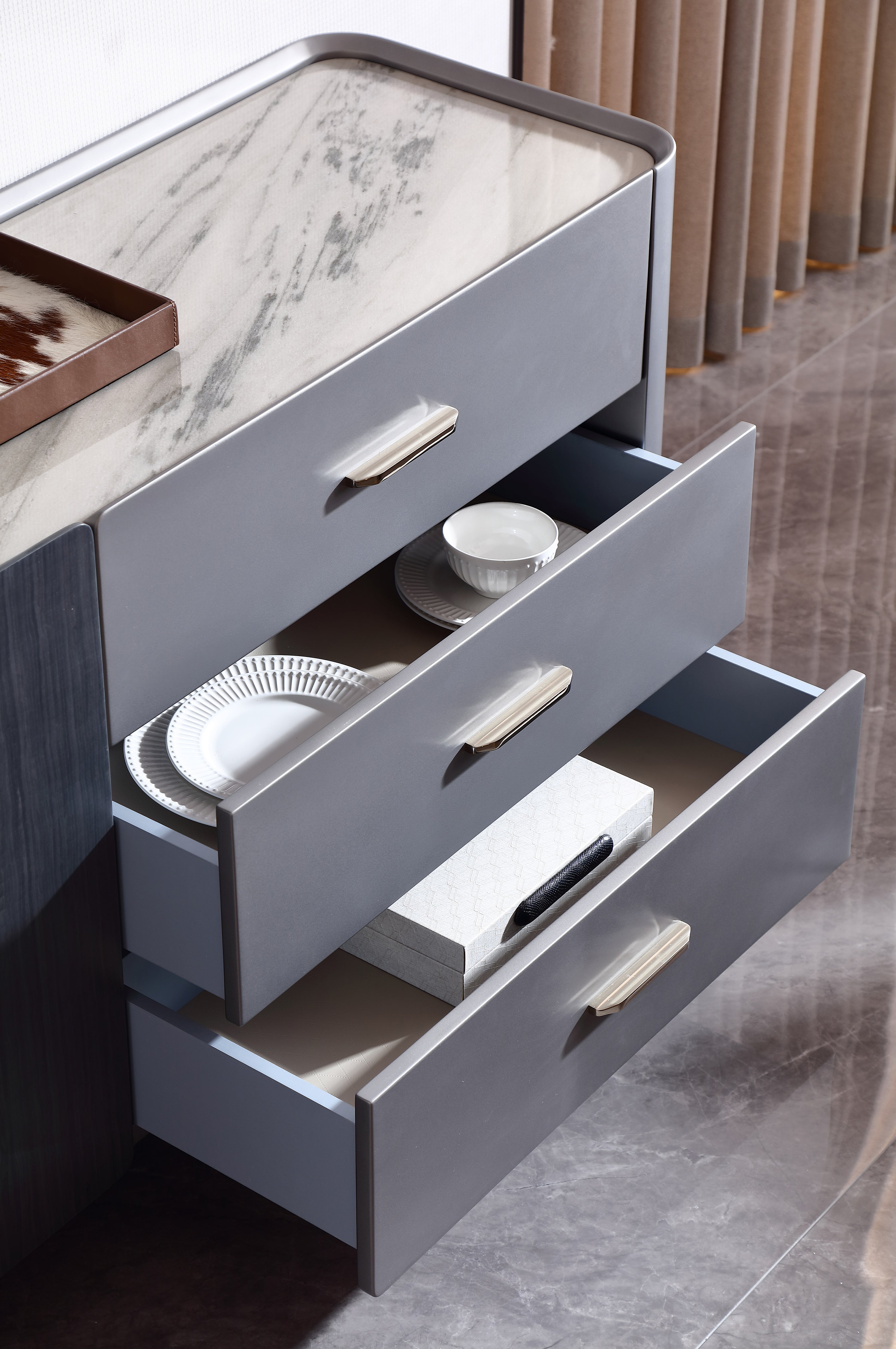 HOTTOP Marble Top Sideboard