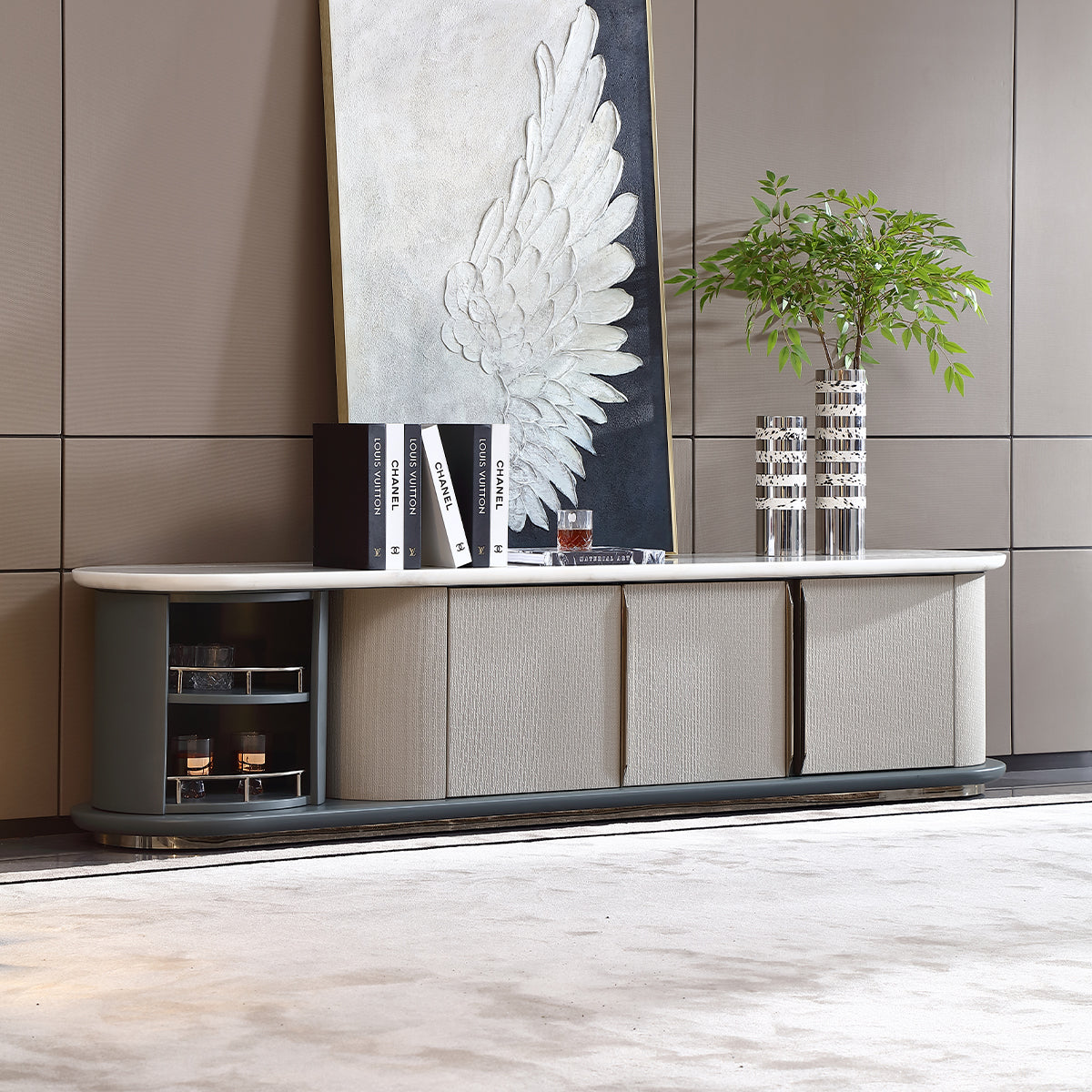 HOTTOP Marble Top Media Console