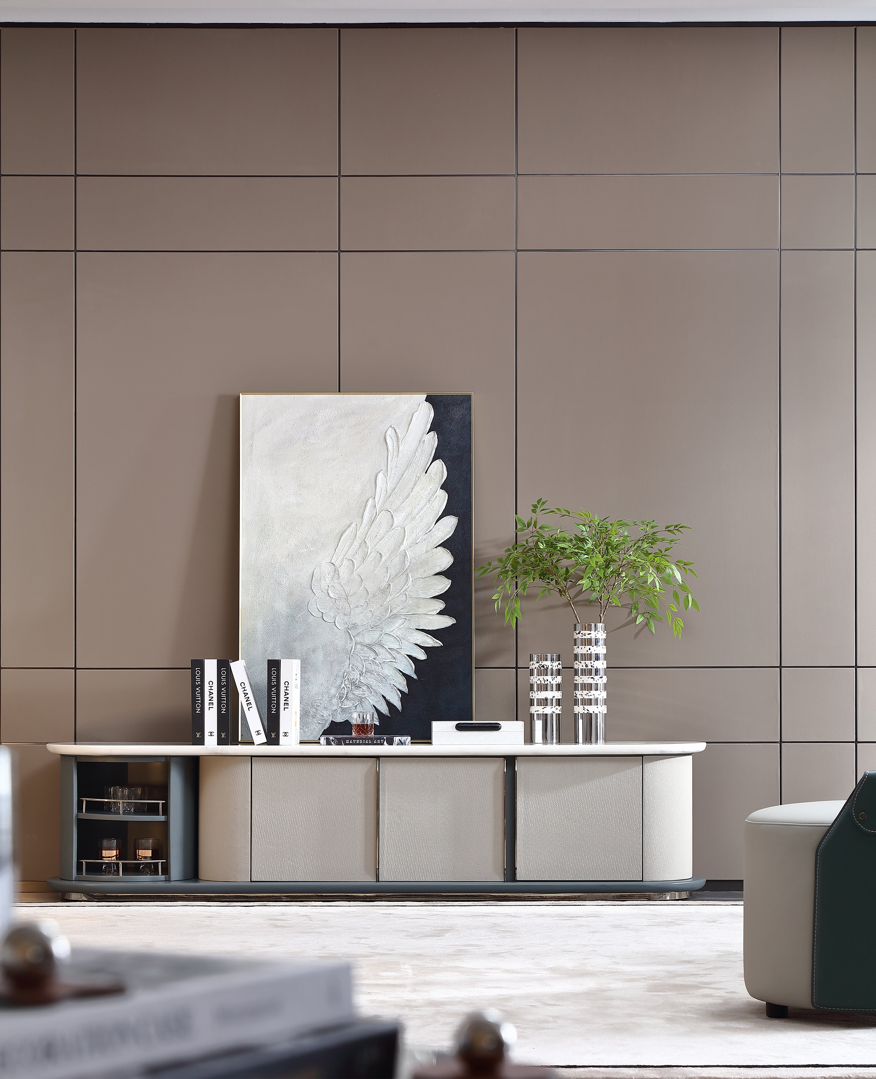 HOTTOP Marble Top Media Console